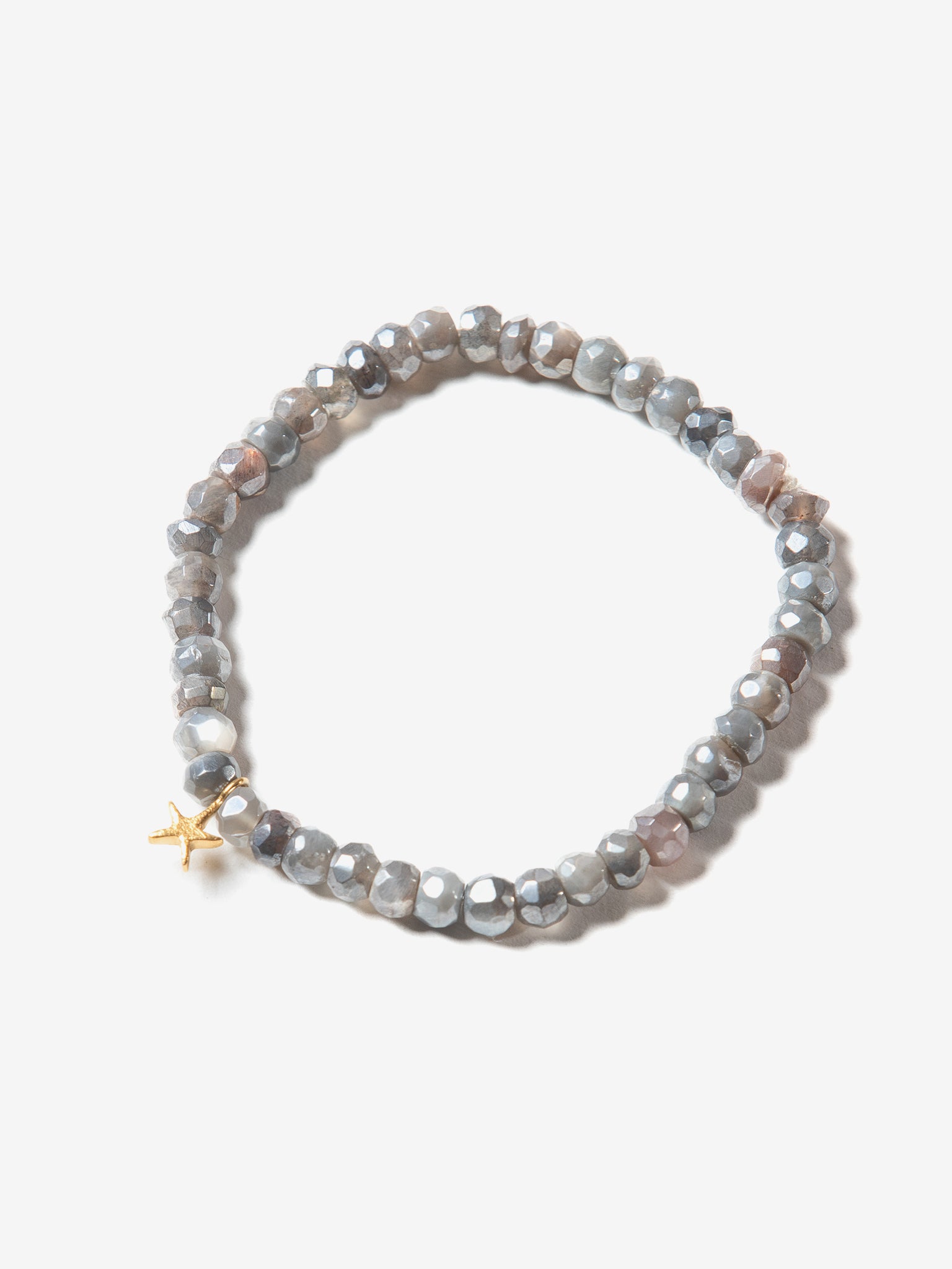 Moonstone Bracelet with Goddess Charms - Elegant Smoke Quartz Jewelry for Women, Perfect for Yoga, Meditation & Boho Fashion