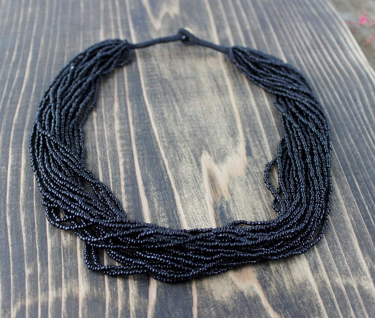 Handmade Black Beaded Necklace for Women - Stylish Boho Jewelry Gift for Party, Wedding & Everyday Wear