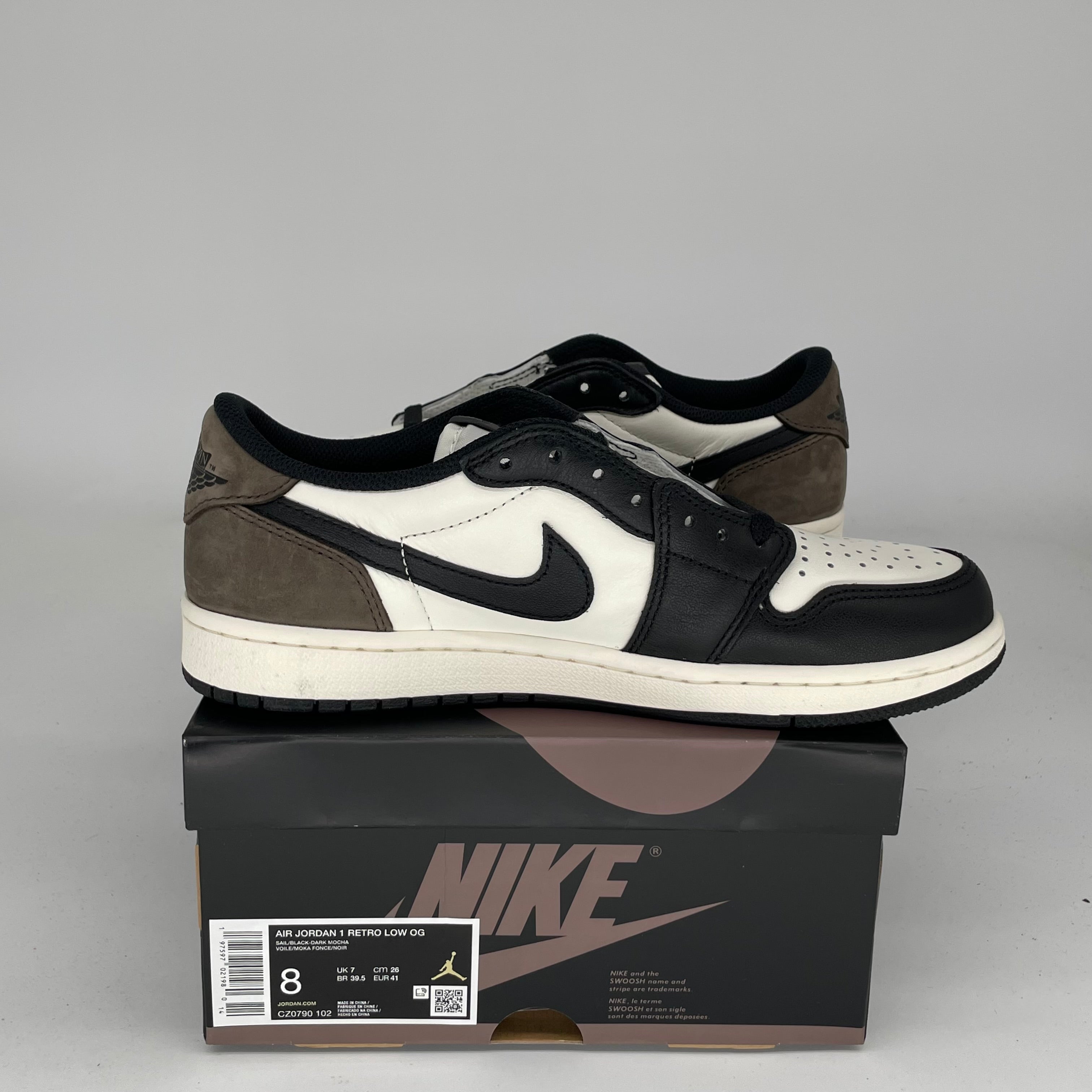 Air Jordan 1 Low Mocha Men's Sneakers - Size 8 (CZ0790-102) | Retro Basketball Shoes for Casual Wear & Street Style