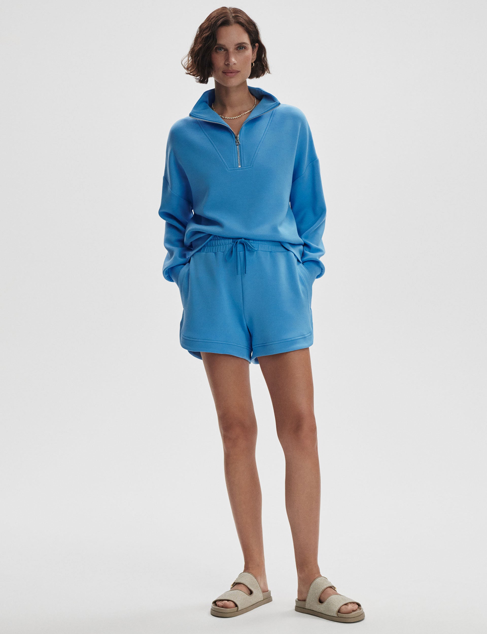 Hawley Half Zip Sweatshirt for Men - Soft Cotton Pullover Hoodie in Azure Blue | Casual Wear, Outdoor Activities & Gym Workouts