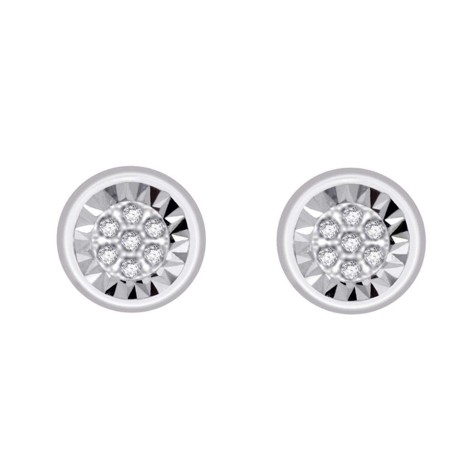0.14ct.t.w. Round Diamond Delicate Stud Earrings for Women in 14K White Gold with Push Back - Elegant Everyday Jewelry, Perfect for Work, Date Night & Special Occasions