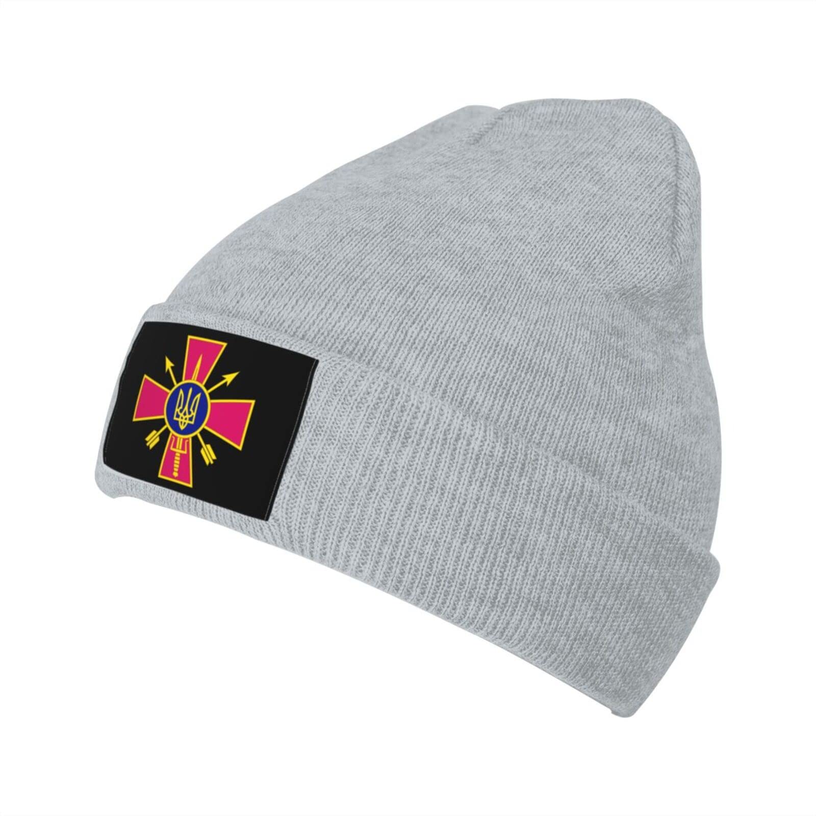 WENRUN Ukraine Special Forces Emblem Beanie Hat - Unisex Knit Winter Cap for Men & Women | Military Style Cold Weather Accessory for Outdoor Activities