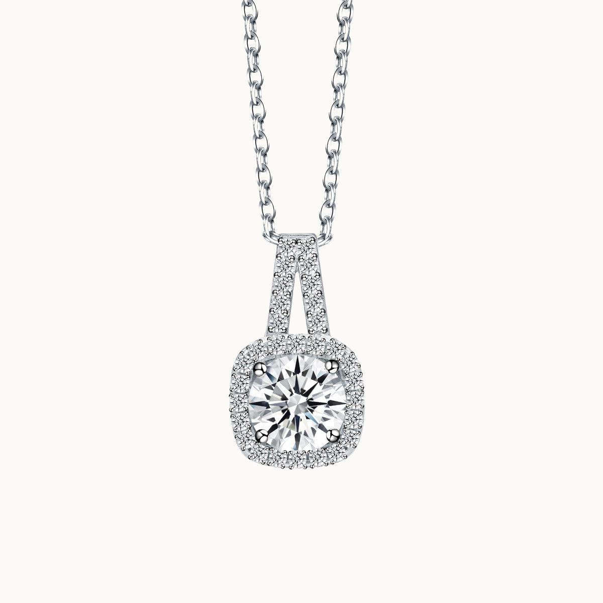 Exquisite Square Moissanite Pendant Necklace for Women - 925 Sterling Silver Jewelry Gift for Anniversary, Birthday & Valentine's Day - Elegant Everyday & Special Occasion Necklace