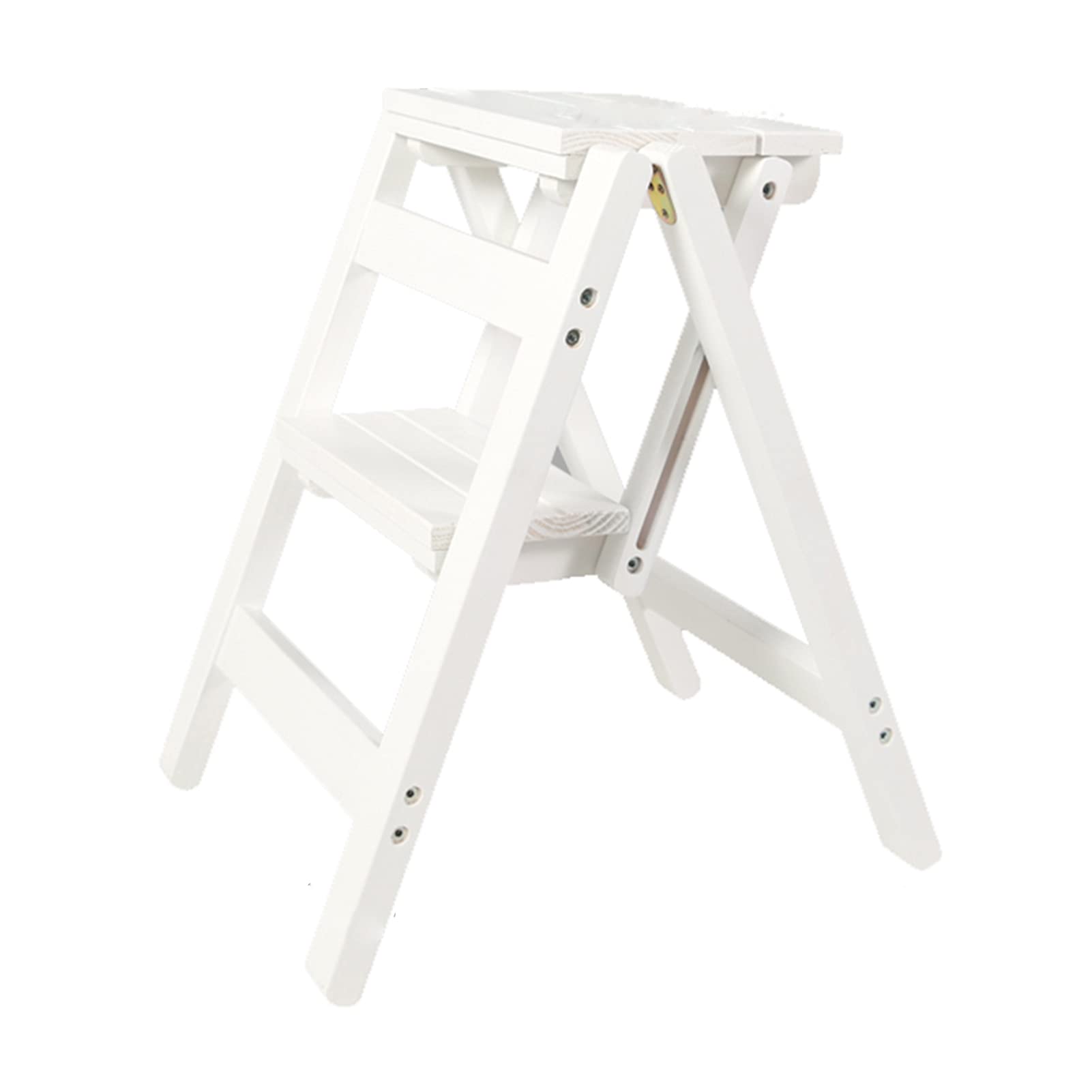 Foldable Wooden Step Stool Ladder Chair - Multi-Purpose Storage Shelf for Books, Plants & Home Decor - Max Load 250lbs - Perfect for Kitchen, Bathroom & Library Organization