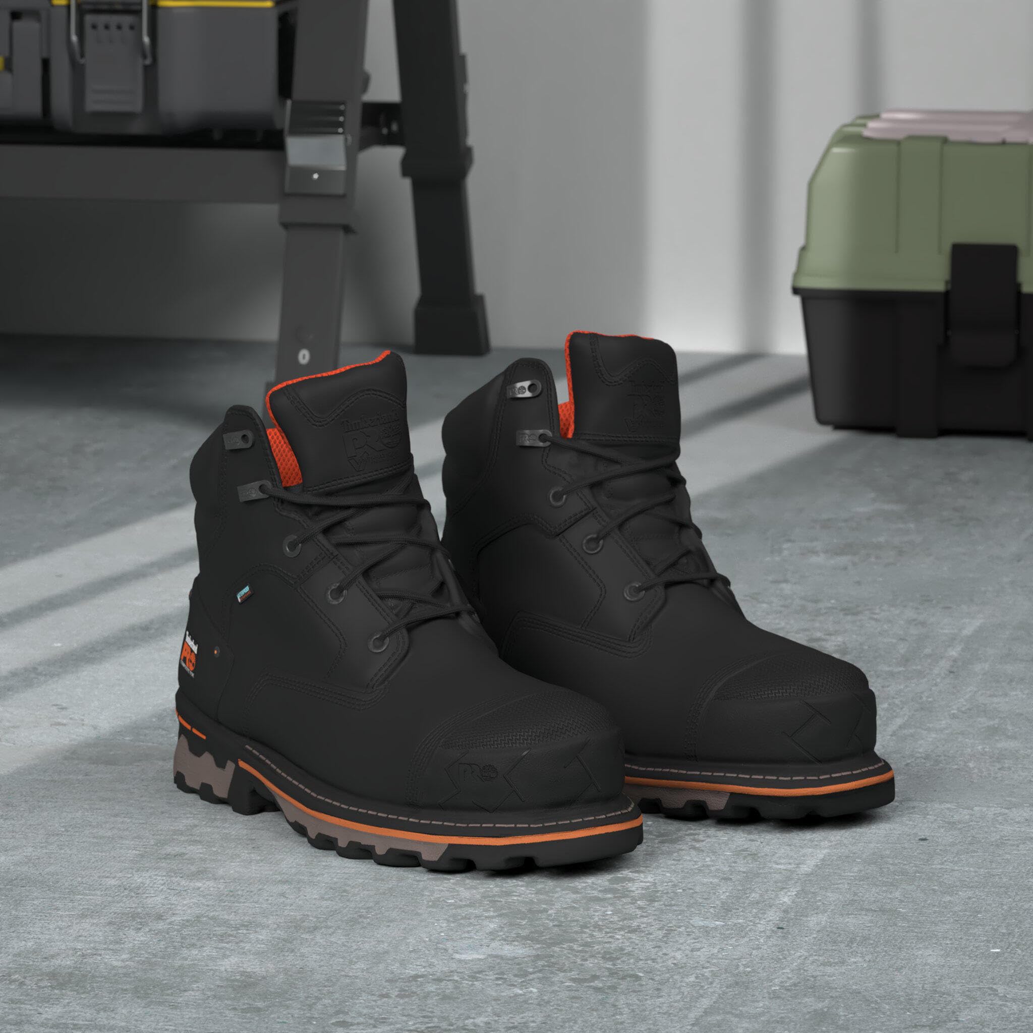Timberland PRO Men's Boondock 6 Inch Composite Safety Toe Waterproof Work Boots for Construction & Industrial Use - Slip Resistant & Comfortable for All-Day Wear