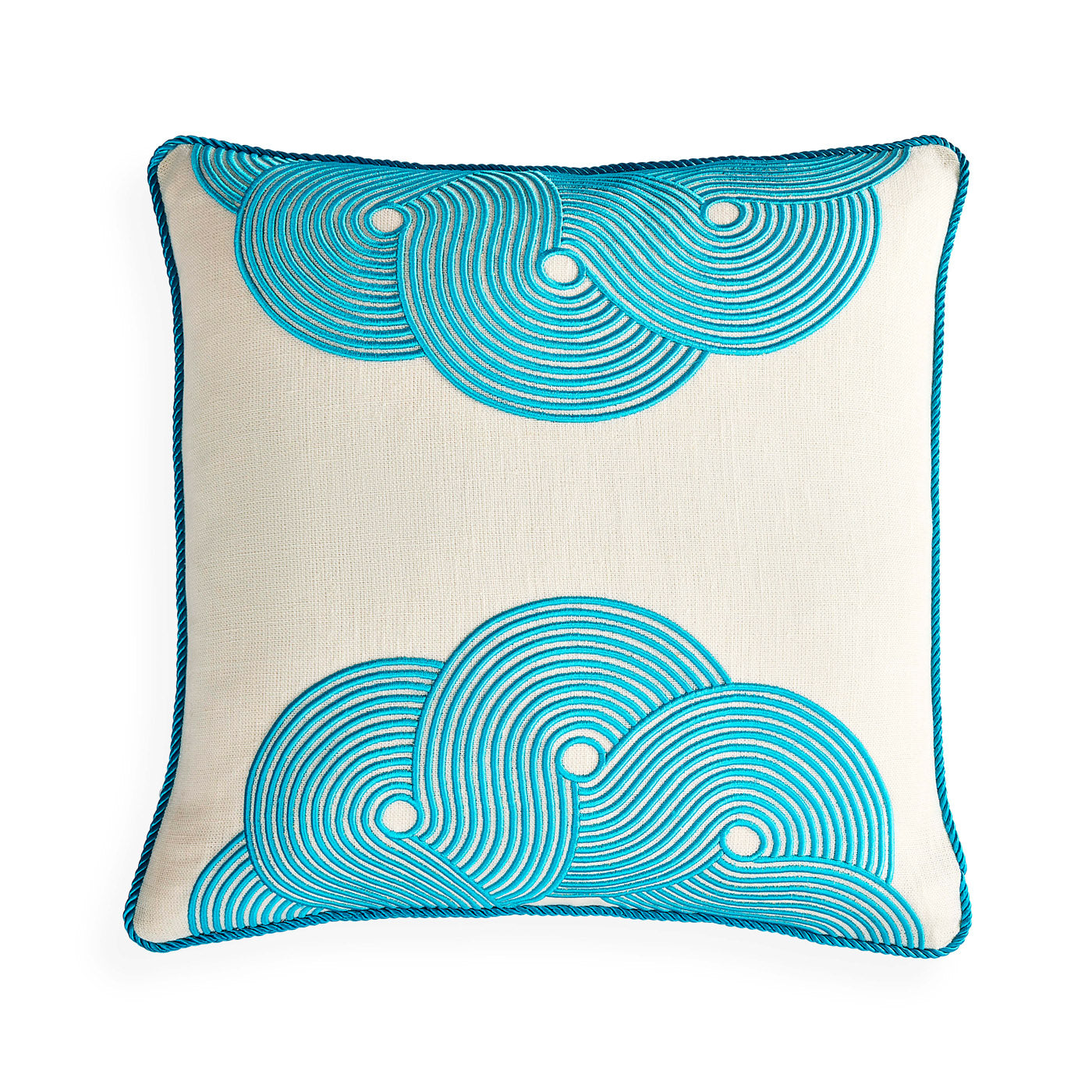 Pompidou Aqua Half Circles Pillow - Stylish Decorative Throw Pillow for Sofa, Bed & Home Decor - Perfect for Living Room, Nursery & Boho Chic Interiors
