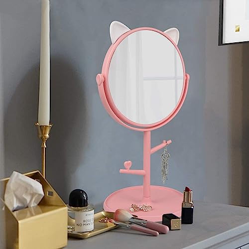 Kruvad Vanity Mirror - 360° Swivel Magnifying Makeup Mirror with Stand for Teen Girls, Portable Desktop Dressing Mirror for Bedroom, Bathroom & Travel | Perfect Gift for Girls, Ideal for Makeup, Skincare & Hair Styling