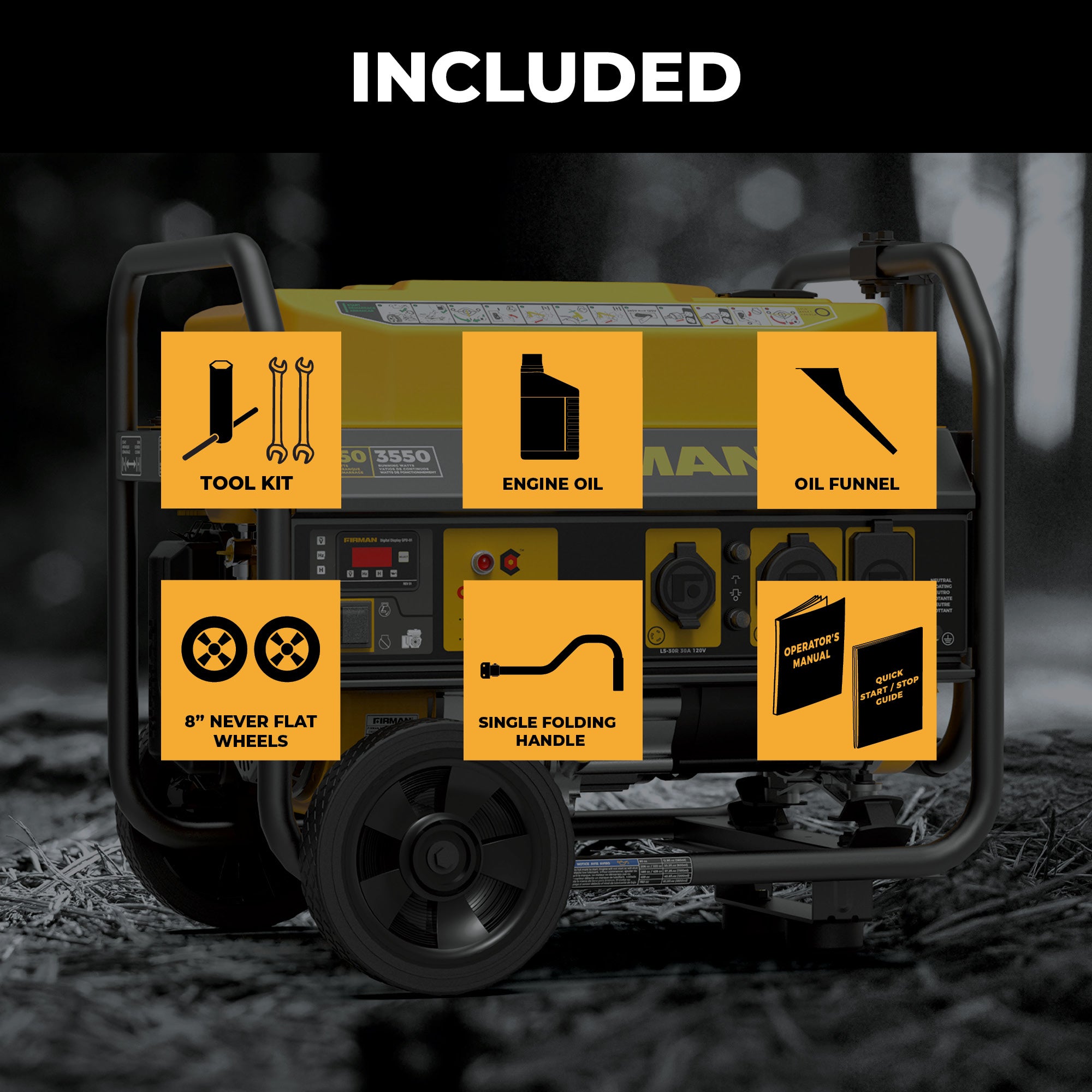 4450W Portable Gas Generator with Recoil Start & CO Alert - 120V Power for Camping, Emergencies & Outdoor Activities