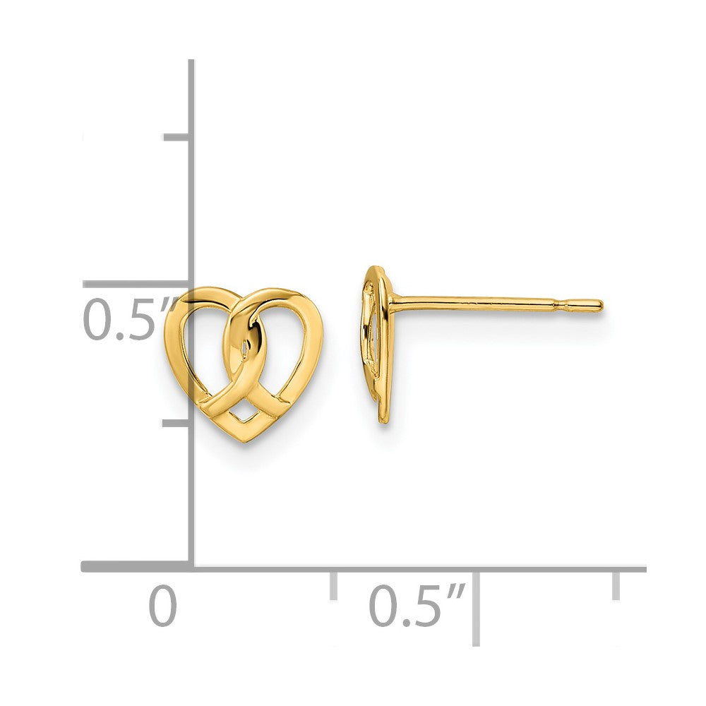 14K Gold Heart Post Earrings for Women - Elegant & Hypoallergenic Stud Earrings YE2038 - Perfect for Valentine's Day, Anniversary & Everyday Wear