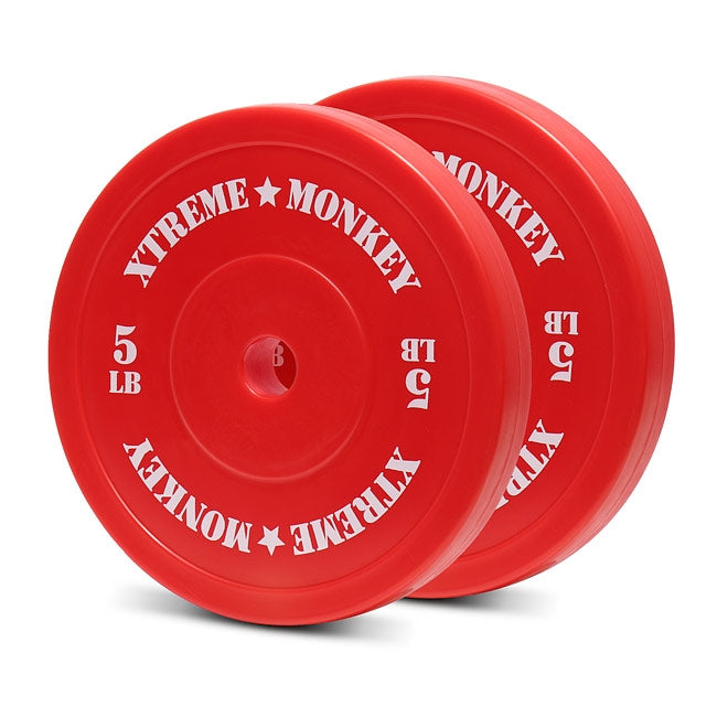 XM Fitness 5lbs Olympic Technique Plates - Weight Training Plates for CrossFit, Powerlifting & Home Gym Workouts
