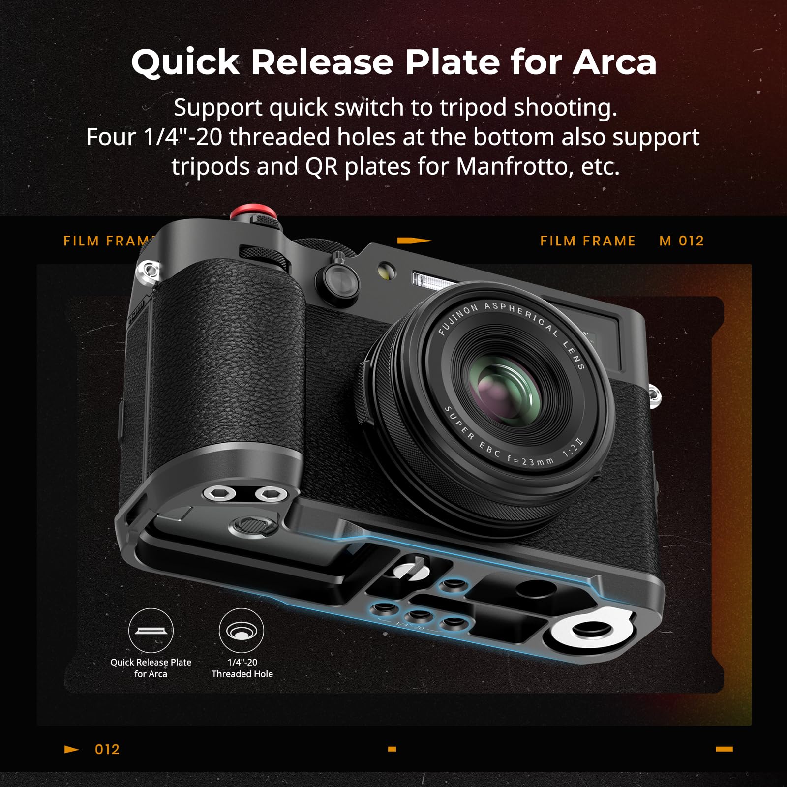 SmallRig X100VI / X100V L-Shape Handgrip with Quick Release Arca Plate - Lightweight Silicone Side Handle, Shutter Button & Hot Shoe Cover for FUJIFILM X100VI / X100V Cameras (Black) - Perfect for Travel, Street & Portrait Photography - Model 4556