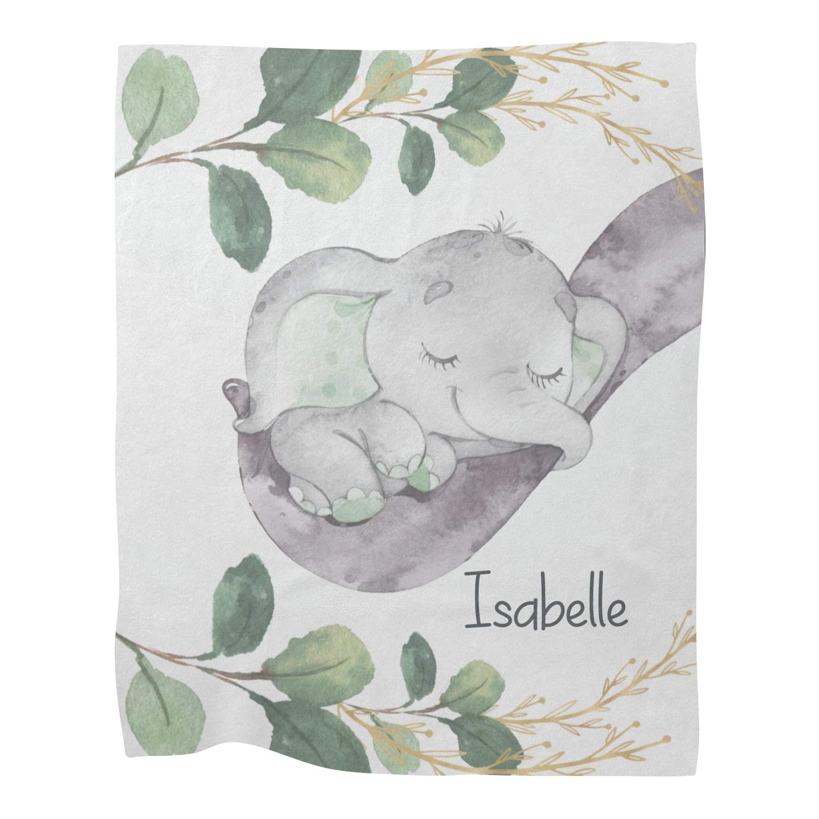 Personalized Elephant Baby Blanket with Name - Super Soft Fleece Nursery Blanket 30x40 Inches for Boys & Girls | Perfect for Birthdays, Baby Showers & Nursery Decor