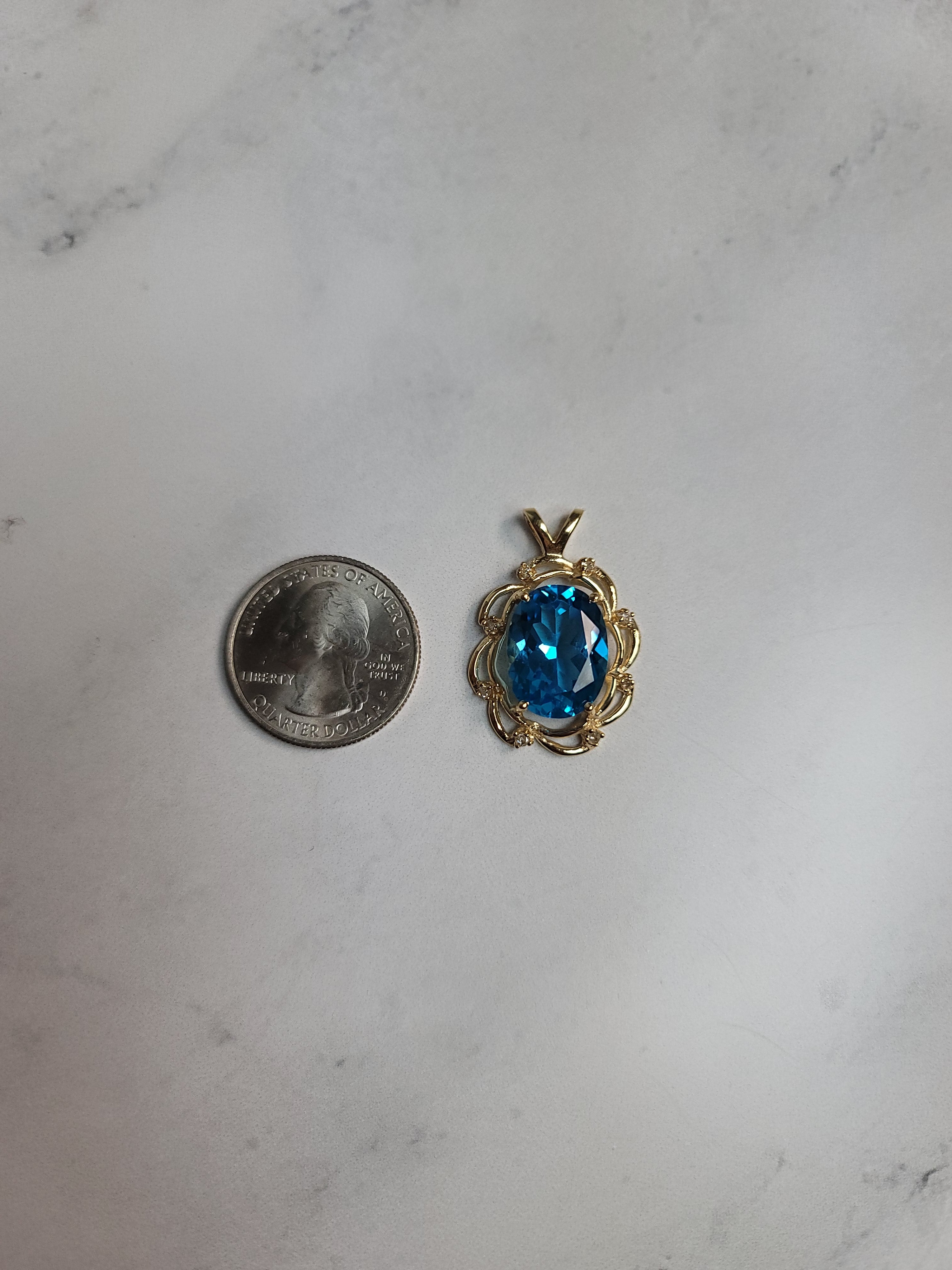 14k Yellow Gold Oval Blue Topaz Ring with Diamond Accents - Perfect for Engagement, Anniversary & Special Occasion Gifts