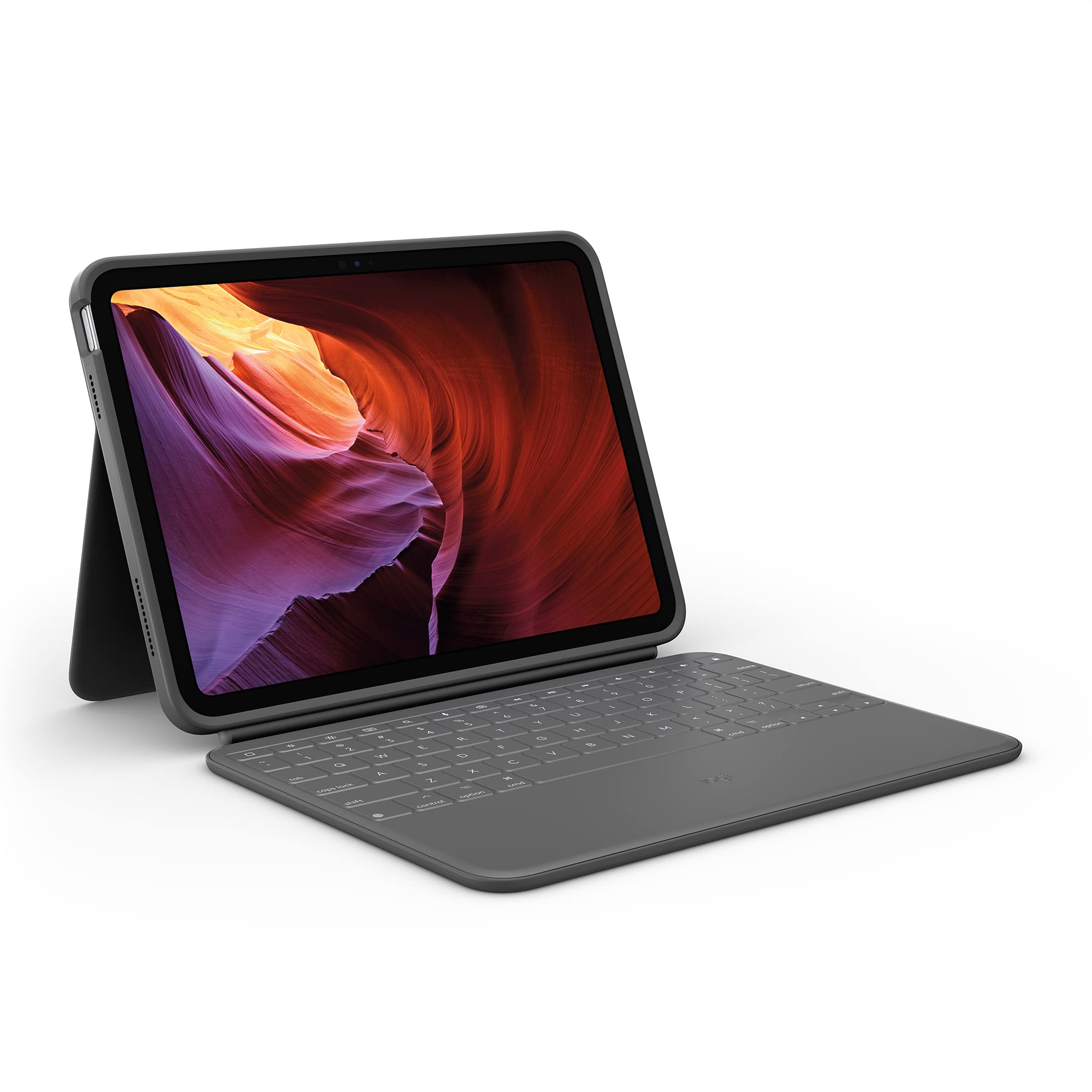 Logitech Rugged Folio Keyboard Case for iPad 10th Generation & A16 - Durable Spill-Proof Keyboard with Smart Connector | Perfect for Travel, Work & Outdoor Use (Graphite)