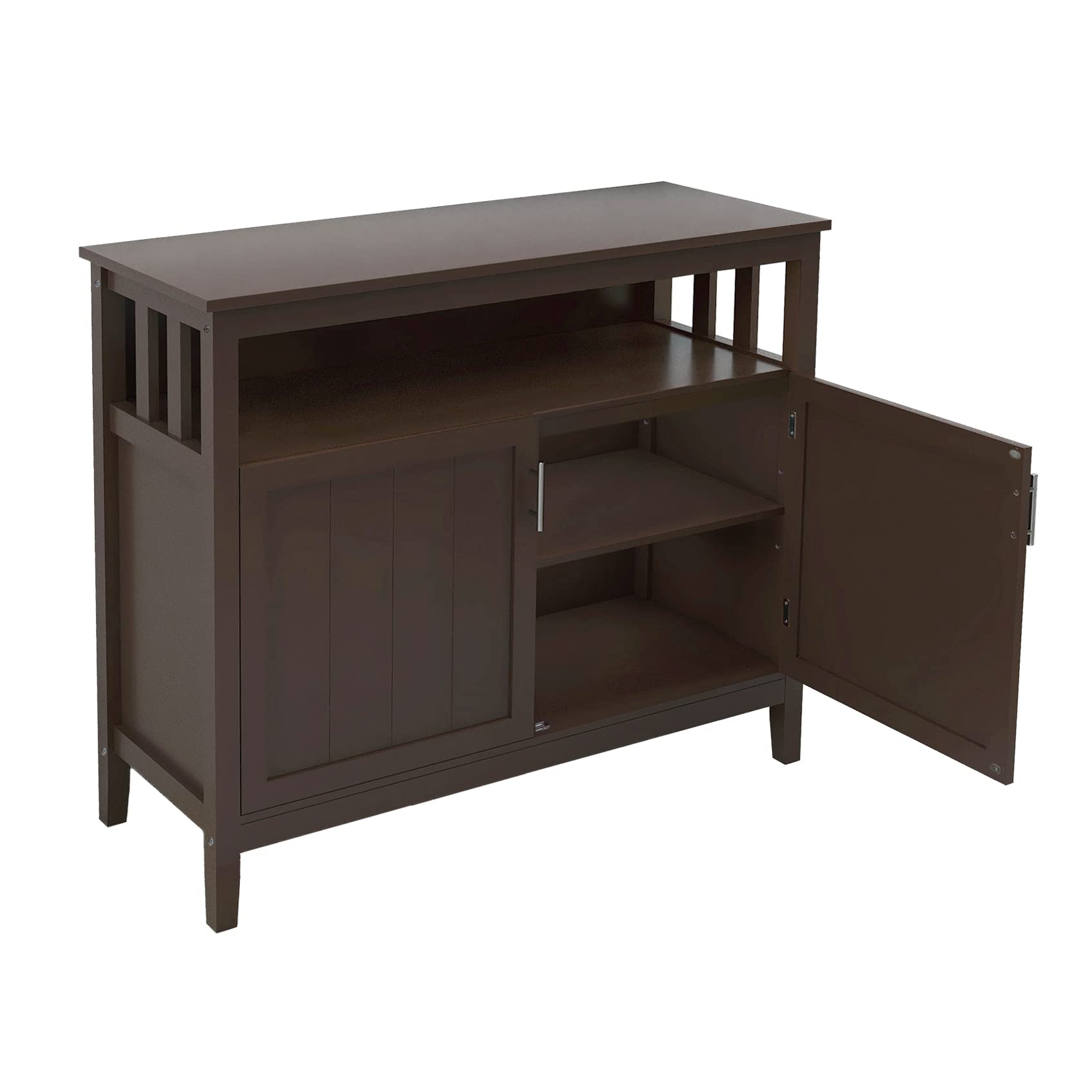 Goujxcy 40in Brown Kitchen Storage Sideboard with 2 Doors, Adjustable Shelf, Free Standing Buffet Cabinet for Dining Room, Living Room, and Home Office Organization