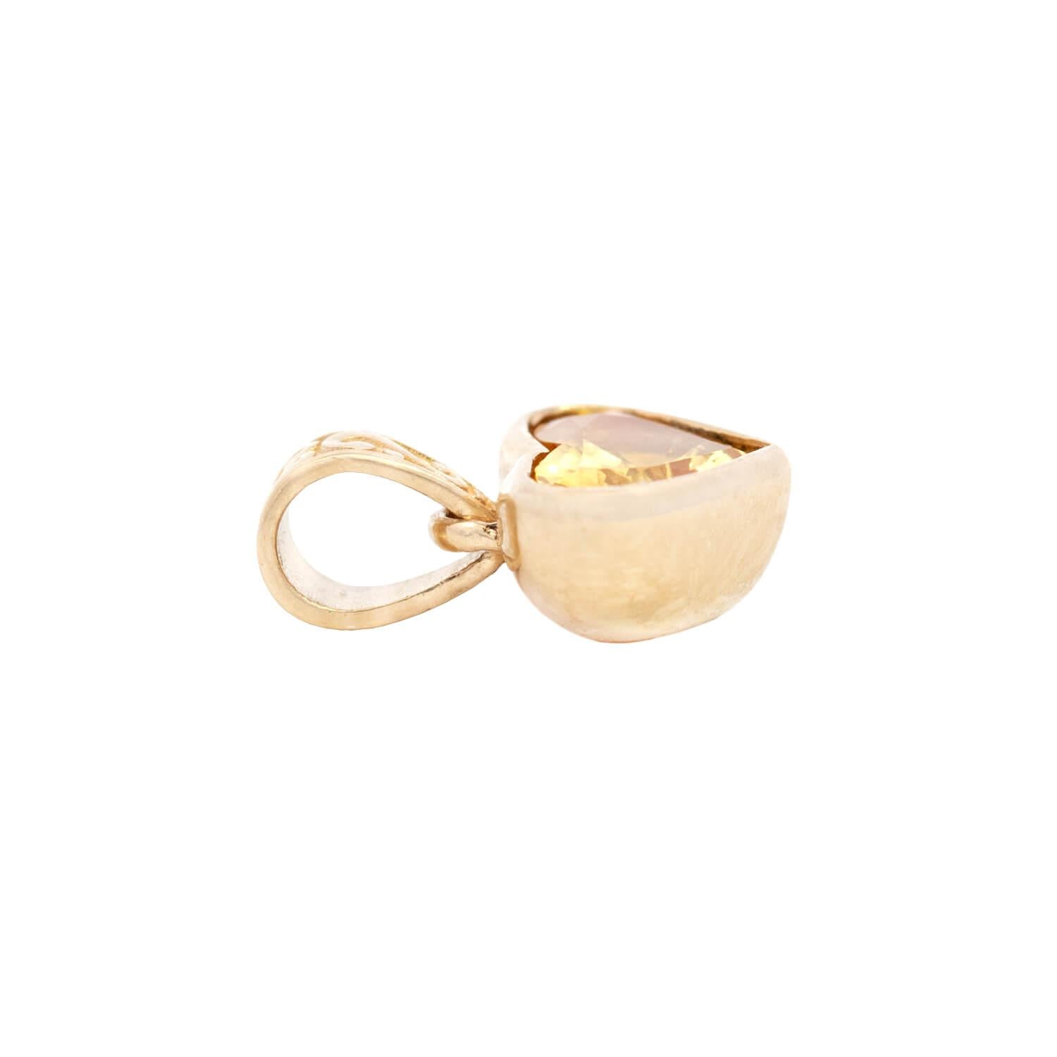 14K Yellow Sapphire Heart Pendant Necklace - Genuine Gold Jewelry for Women - Perfect for Valentine's Day, Anniversary & Romantic Gifts