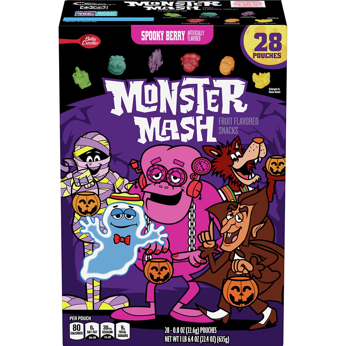 Monster Mash Spooky Berry Fruit Flavored Snacks - Gluten Free Treat Pouches (28 Count) | Halloween Party Favors, School Snacks & On-the-Go Healthy Treats