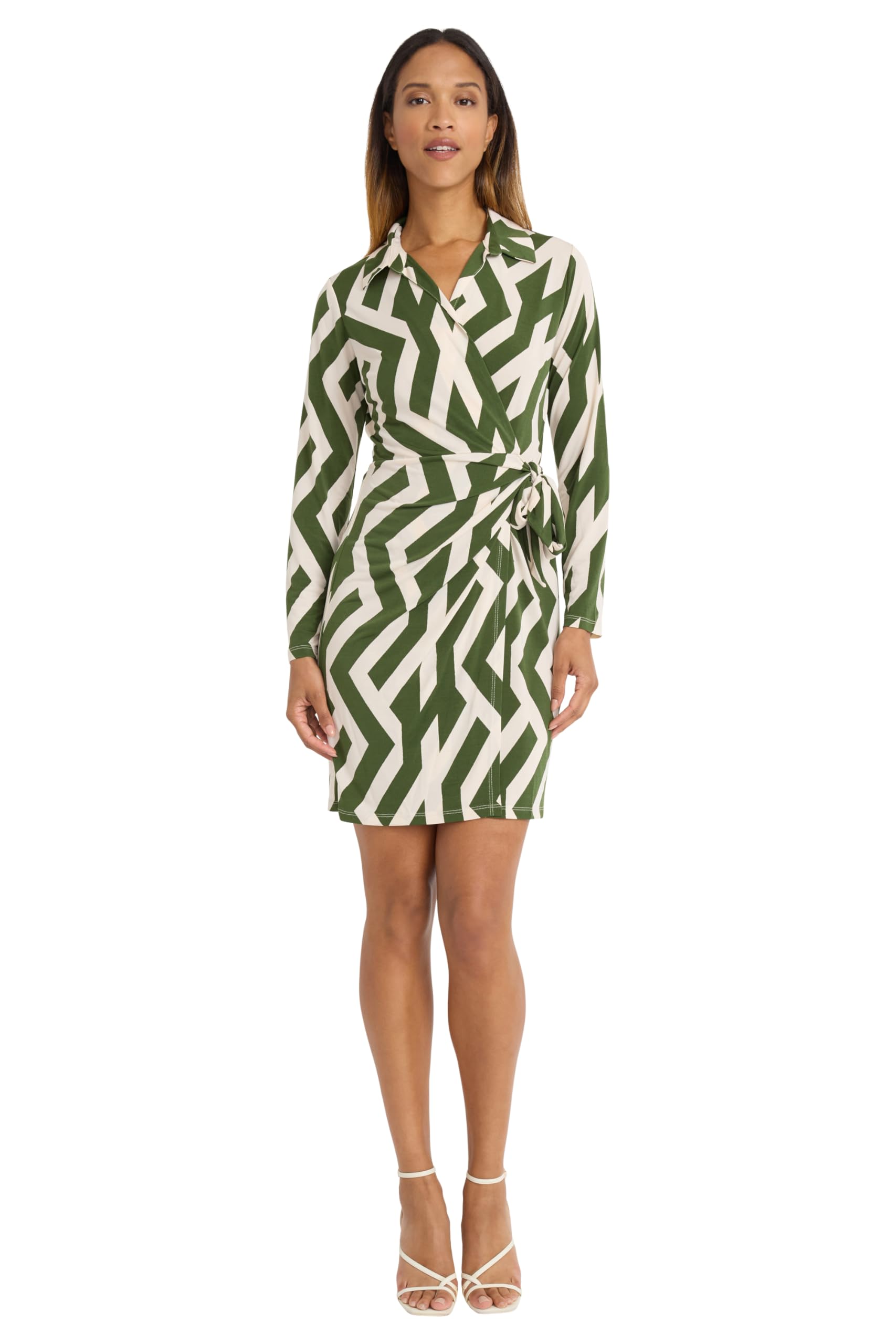 Donna Morgan Women's Long Sleeve Wrap Dress - Perfect for Wedding Guest, Bridal Shower & Casual Occasions | Elegant Party Dress for Special Events & Everyday Wear