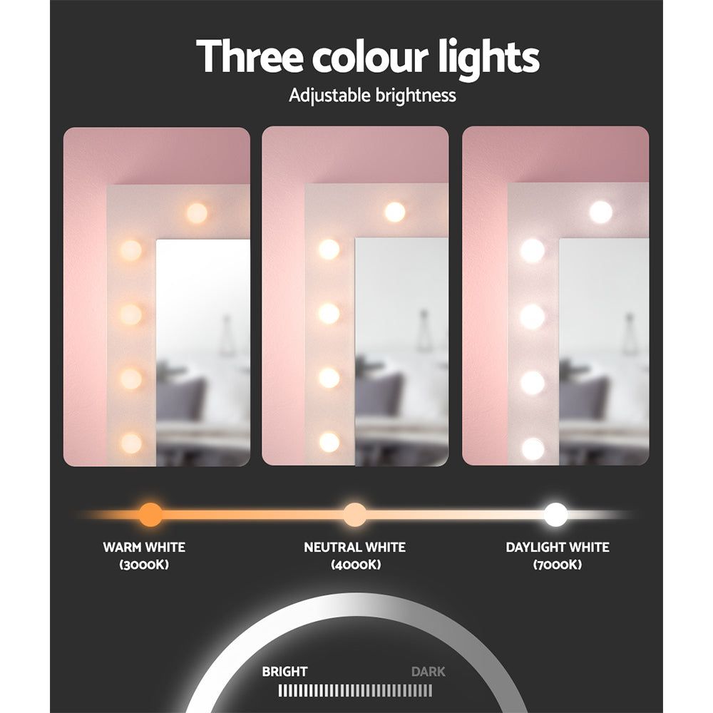 Artiss Vanity Dressing Table Set with Stool & 12 LED Bulbs - White Makeup Desk for Bedroom, Bathroom & Dorm Room