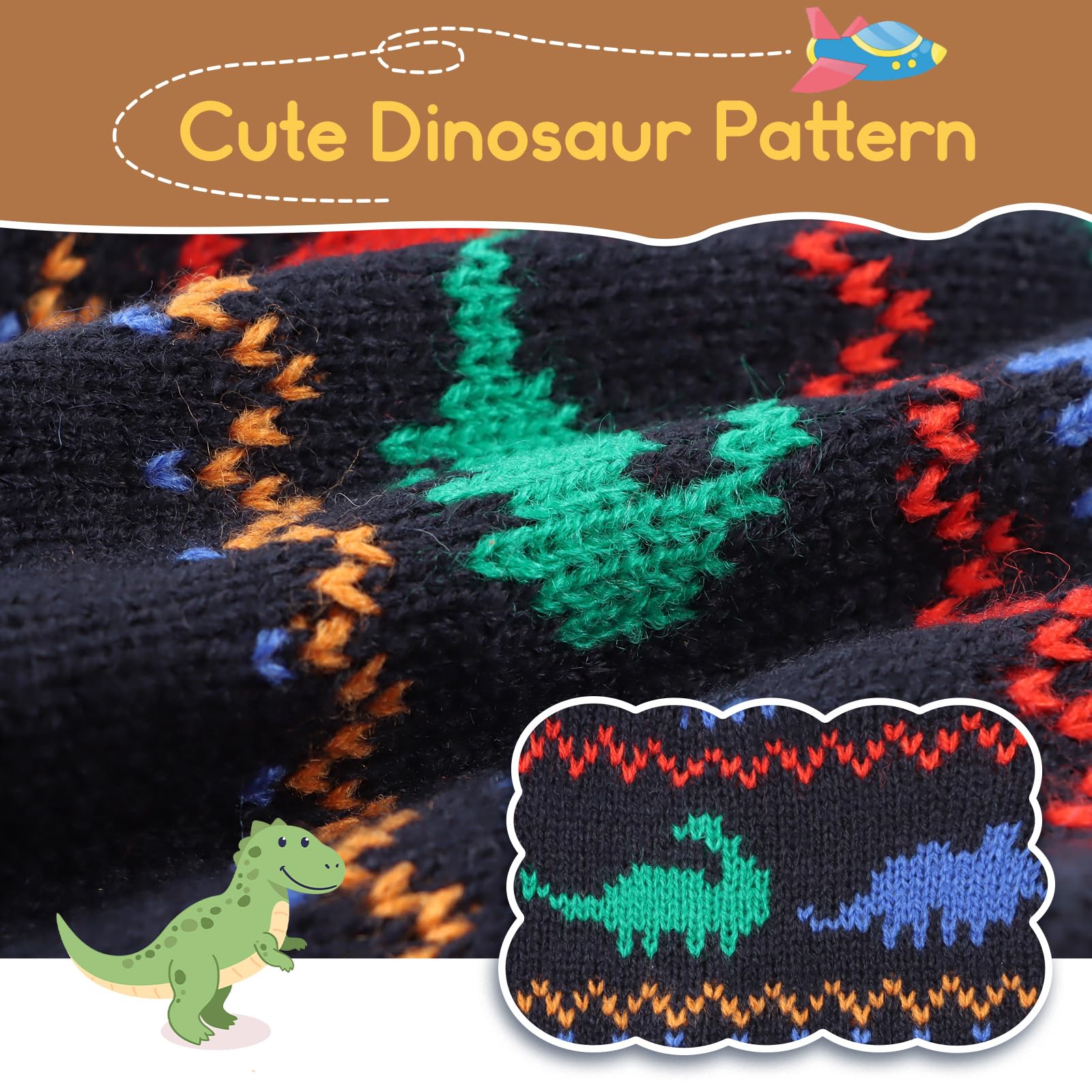 PEECABE Dinosaur Knit Baby Hat for Boys - Warm Winter Beanie for Toddlers & Infants - Soft Skull Cap for Snow Play, Outdoor Adventures & Photo Shoots