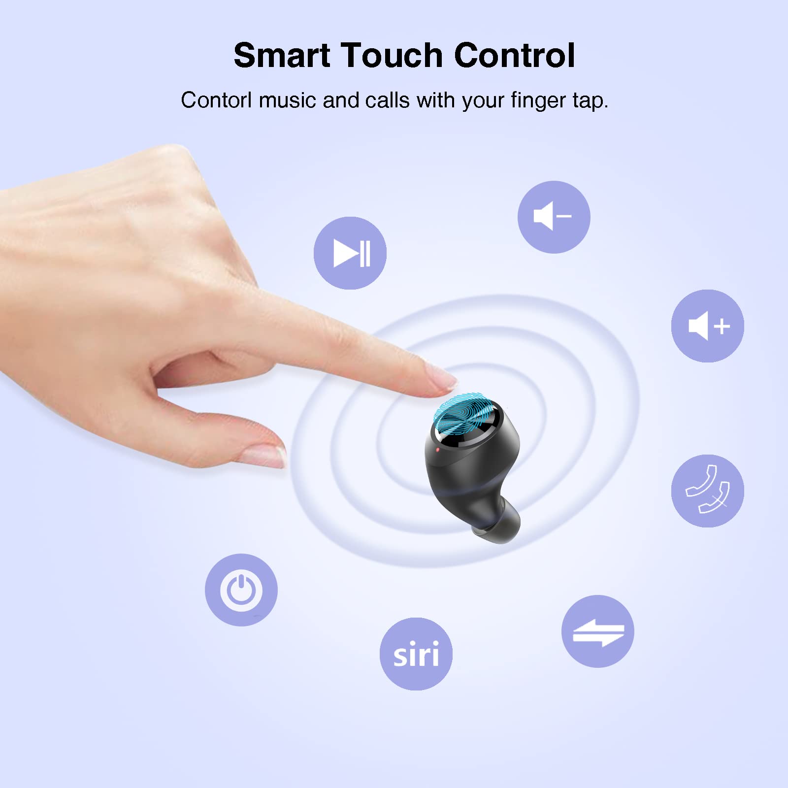 Aruind® True Wireless Earbuds Bluetooth 5.0 Headphones - 160H Playtime, IPX7 Waterproof, CVC 8.0 Noise Cancelling, Deep Bass - LED Power Display, Built-in Mobile Power - Perfect for Sports, Workouts, Running & Travel