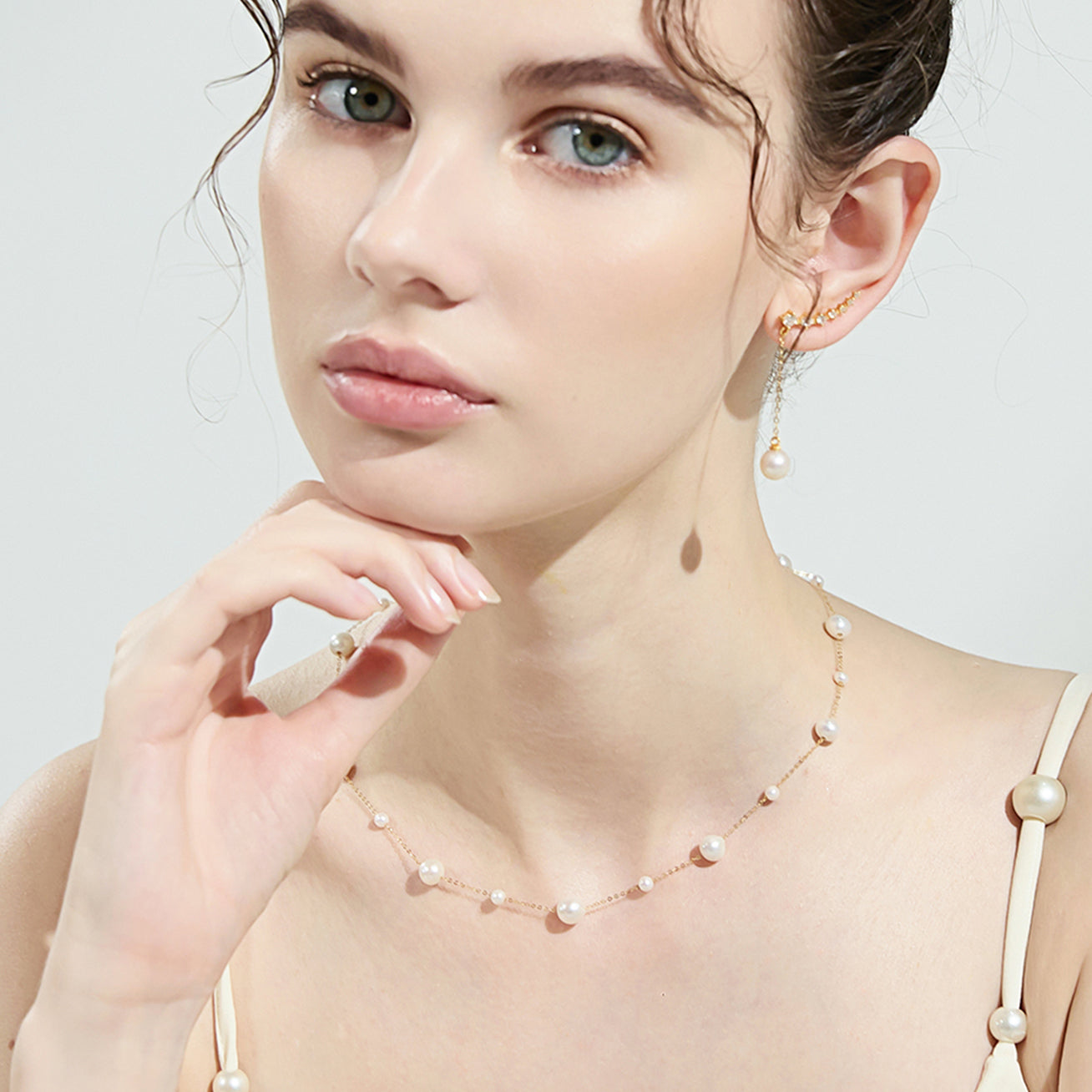 18K Solid Gold Freshwater Pearl Necklace for Women - Elegant Jewelry Gift for Wedding, Anniversary & Special Occasions | KN00027
