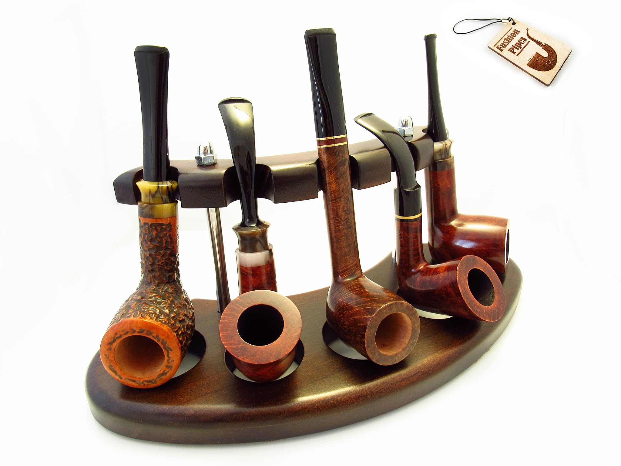 Handcrafted Wooden Pipe Stand Rack Holder for 5 Tobacco Smoking Pipes - Premium Brown Display Organizer | Perfect for Pipe Collectors, Smoking Lounges & Home Decor