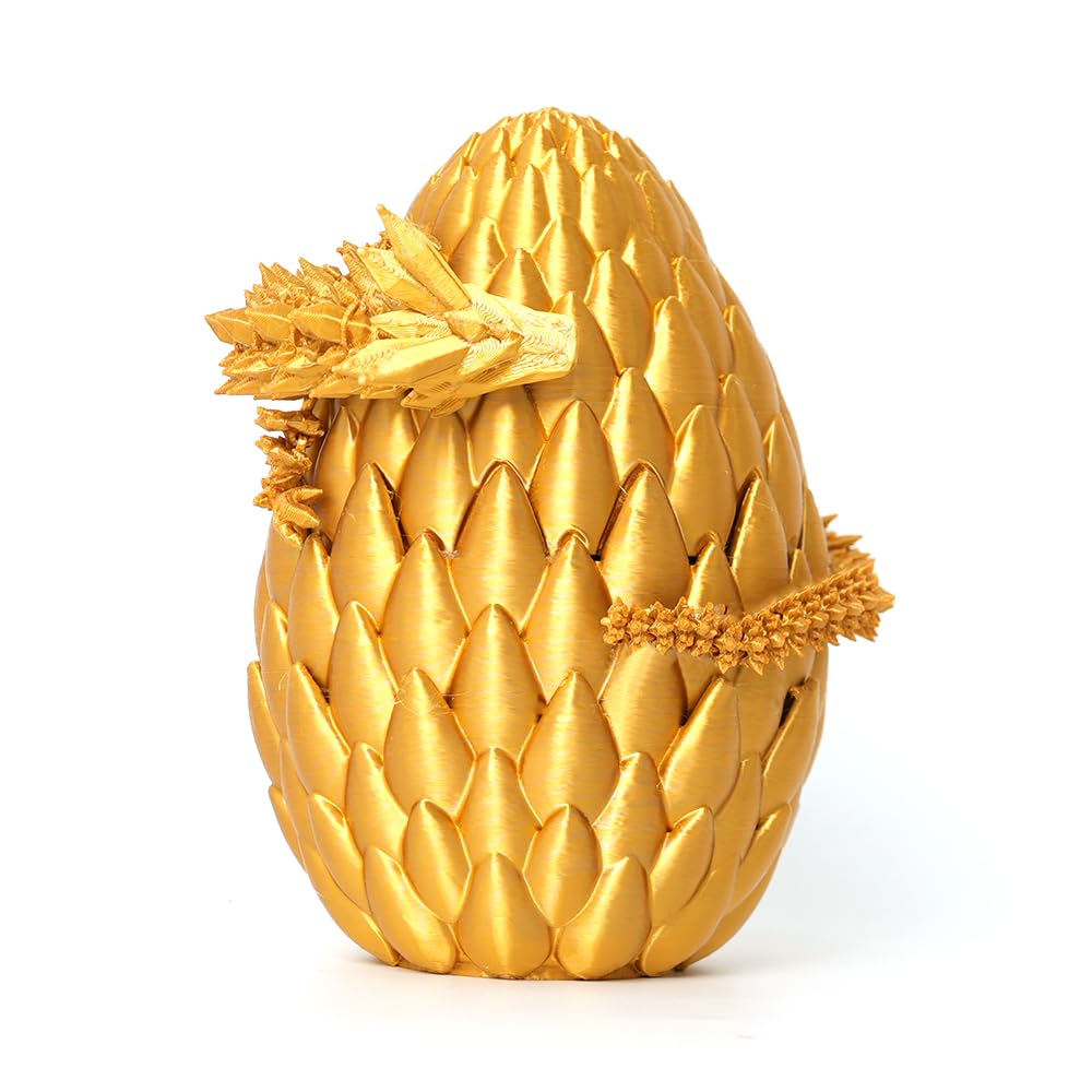 3D Printed Easter Dragon Egg - Gold with 12