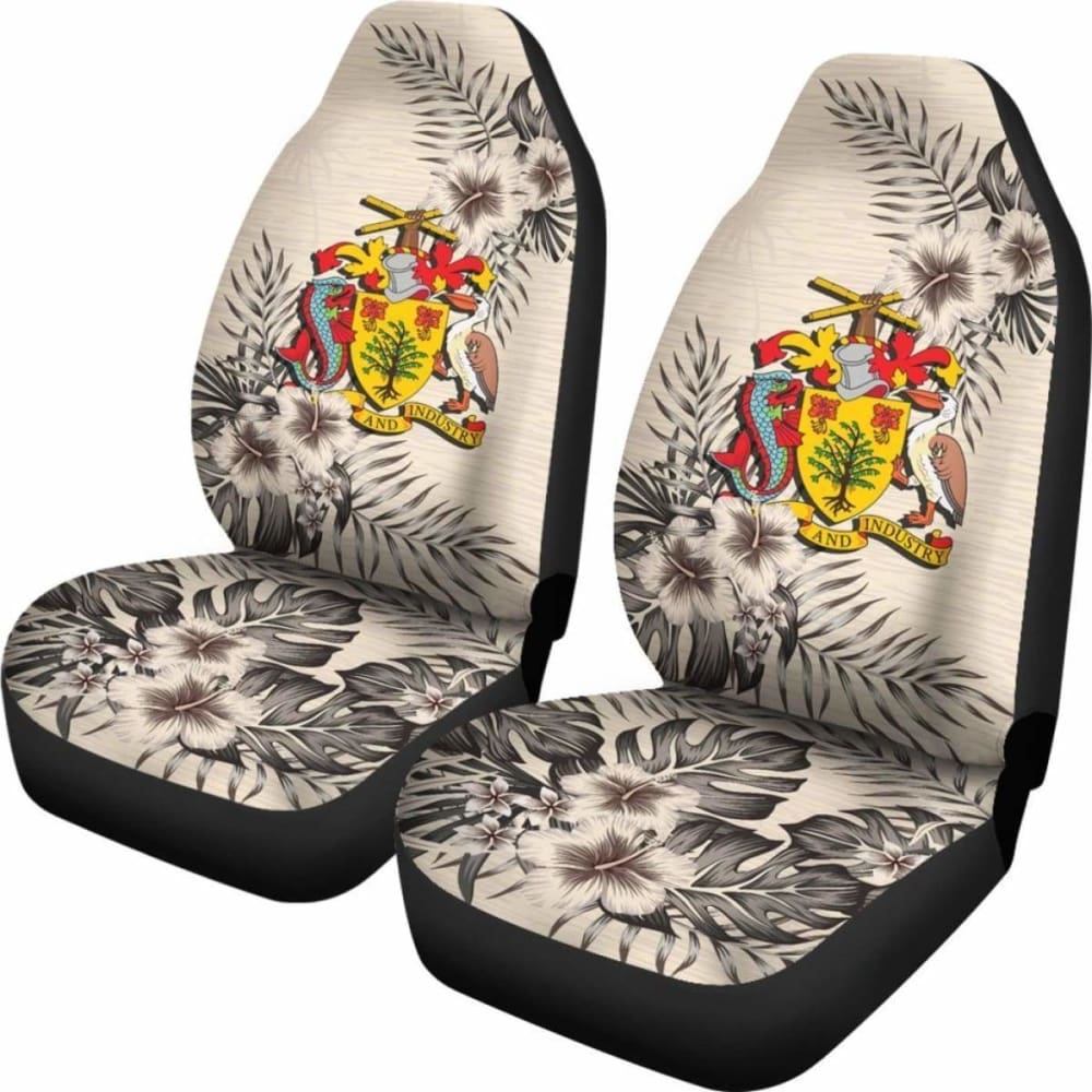 Premium Barbados Car Seat Covers - Beige Hibiscus Design (Set of 2) | Universal Fit for Cars, SUVs & Trucks | Waterproof & Comfortable for Road Trips, Commuting & Daily Driving
