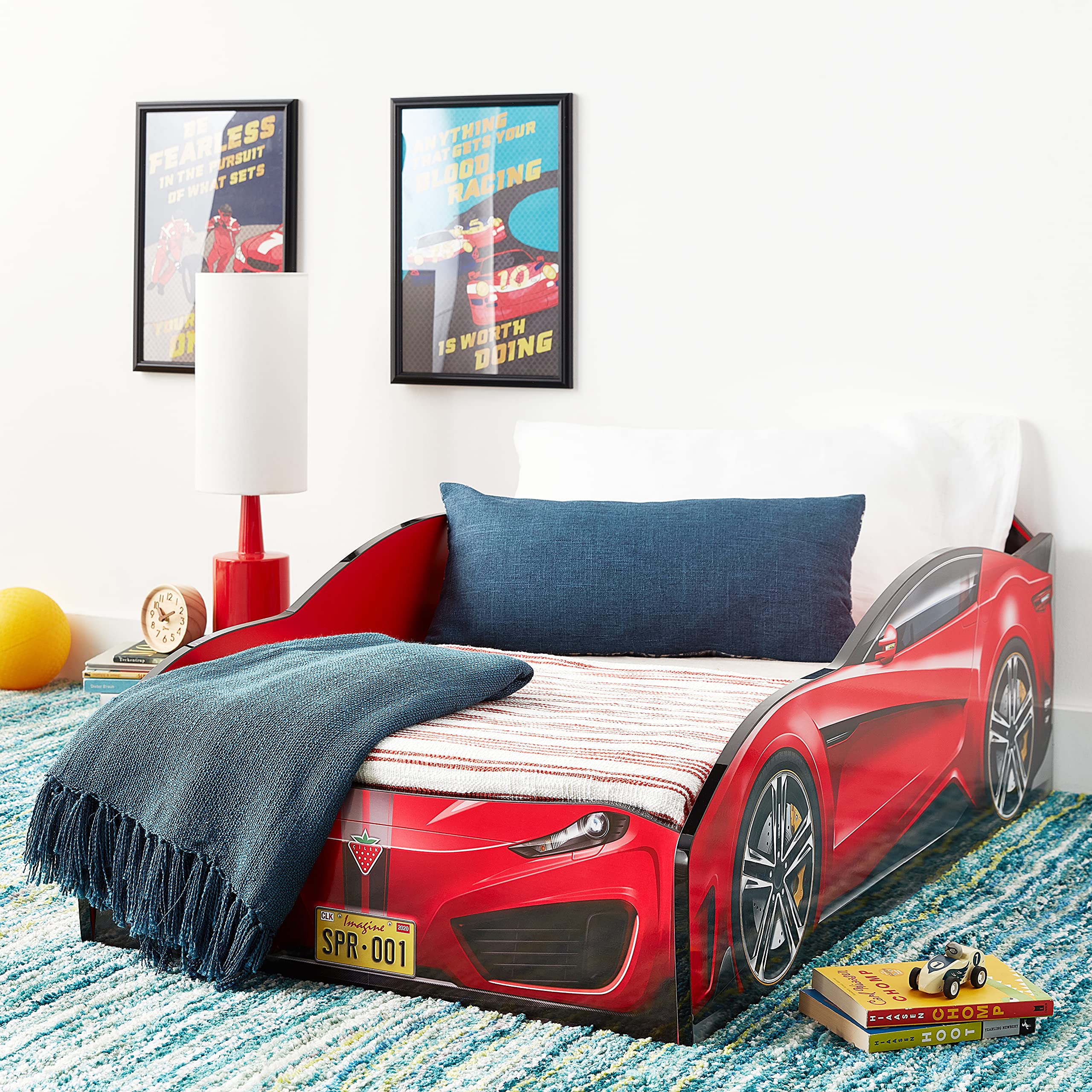 Spyder Race Car Toddler Bed Frame - Red Sports Car Design Kids Bed for Boys & Girls | Perfect for Themed Bedrooms & Playrooms