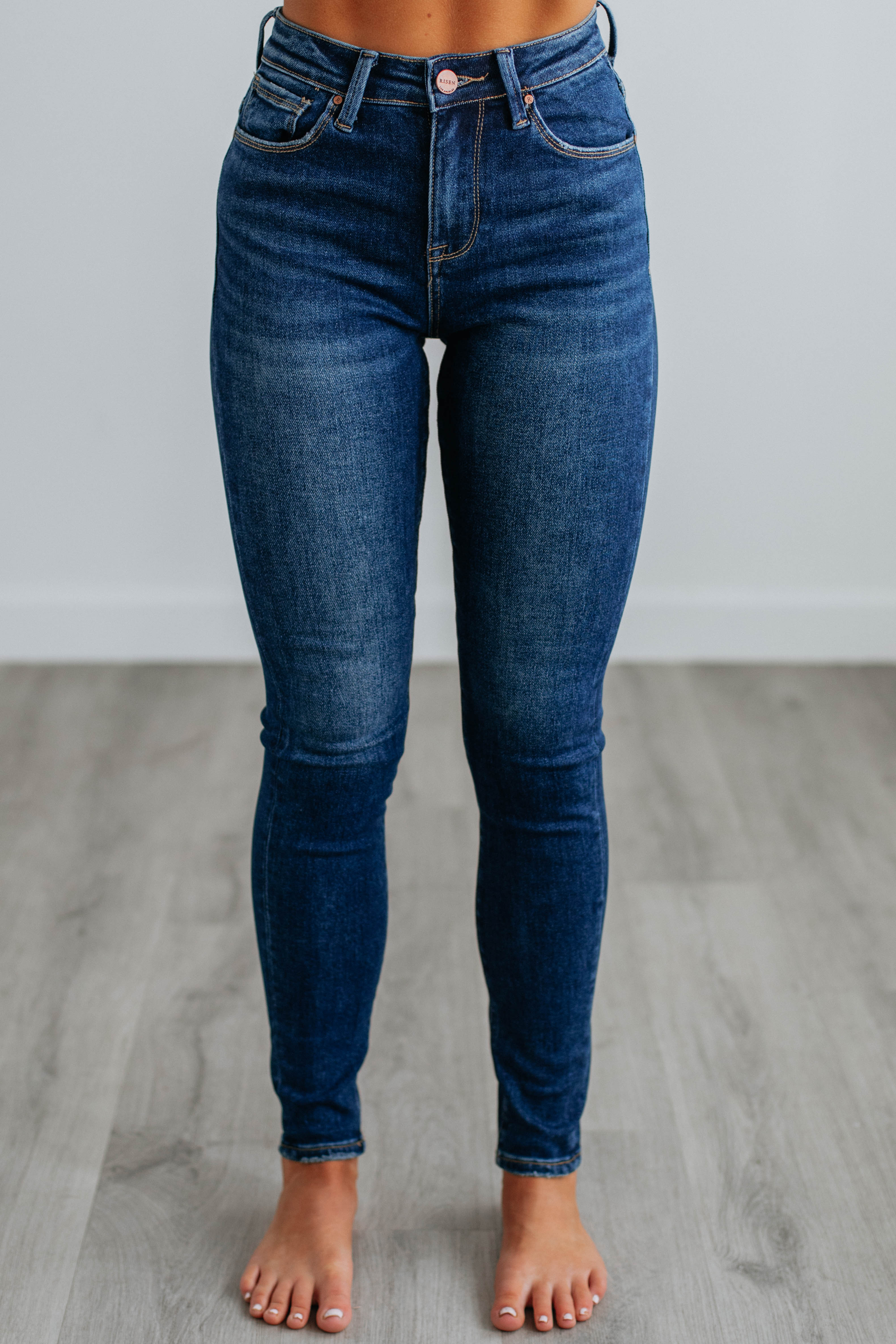 Edita Risen Jeans for Women - High Waist Stretch Denim Pants, Dark Wash Slim Fit Jeans - Perfect for Casual Wear, Office & Night Out