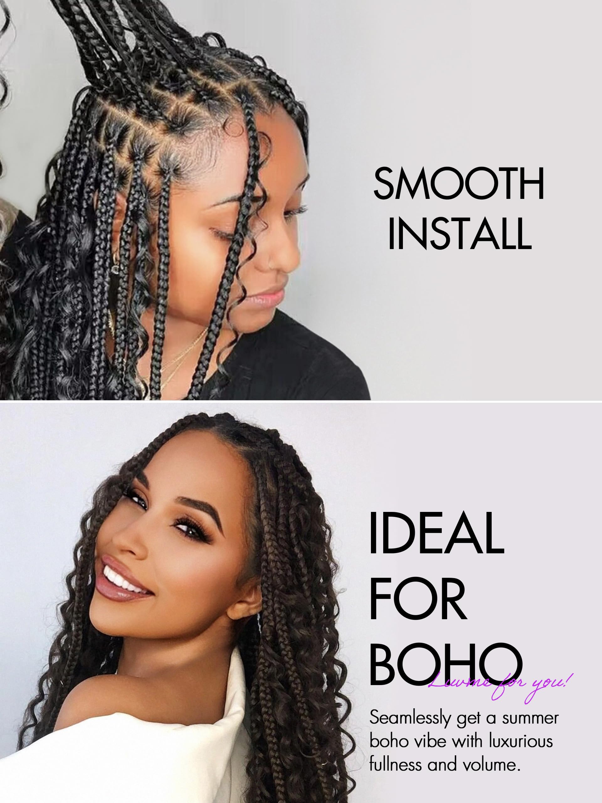 24 Inch Deep Wave Brazilian Virgin Hair 3-Pack (150g) - 100% Unprocessed Grade 12A Human Hair Extensions for Braiding | Natural Black Color, No Weft, Bohemian Style | Perfect for Protective Styles, Box Braids & Crochet Hairstyles