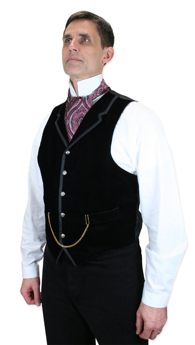Men's Velvet Formal Suit Vest - Victorian Edwardian Tuxedo Dress Waistcoat for Weddings & Historical Reenactments