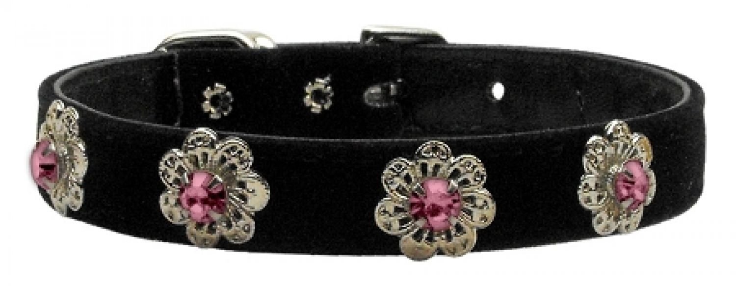Pasadena Crystal Flower Rose Dog Collar - Elegant & Adjustable Pet Collar for Small Dogs & Puppies - Perfect for Daily Walks, Training & Special Occasions