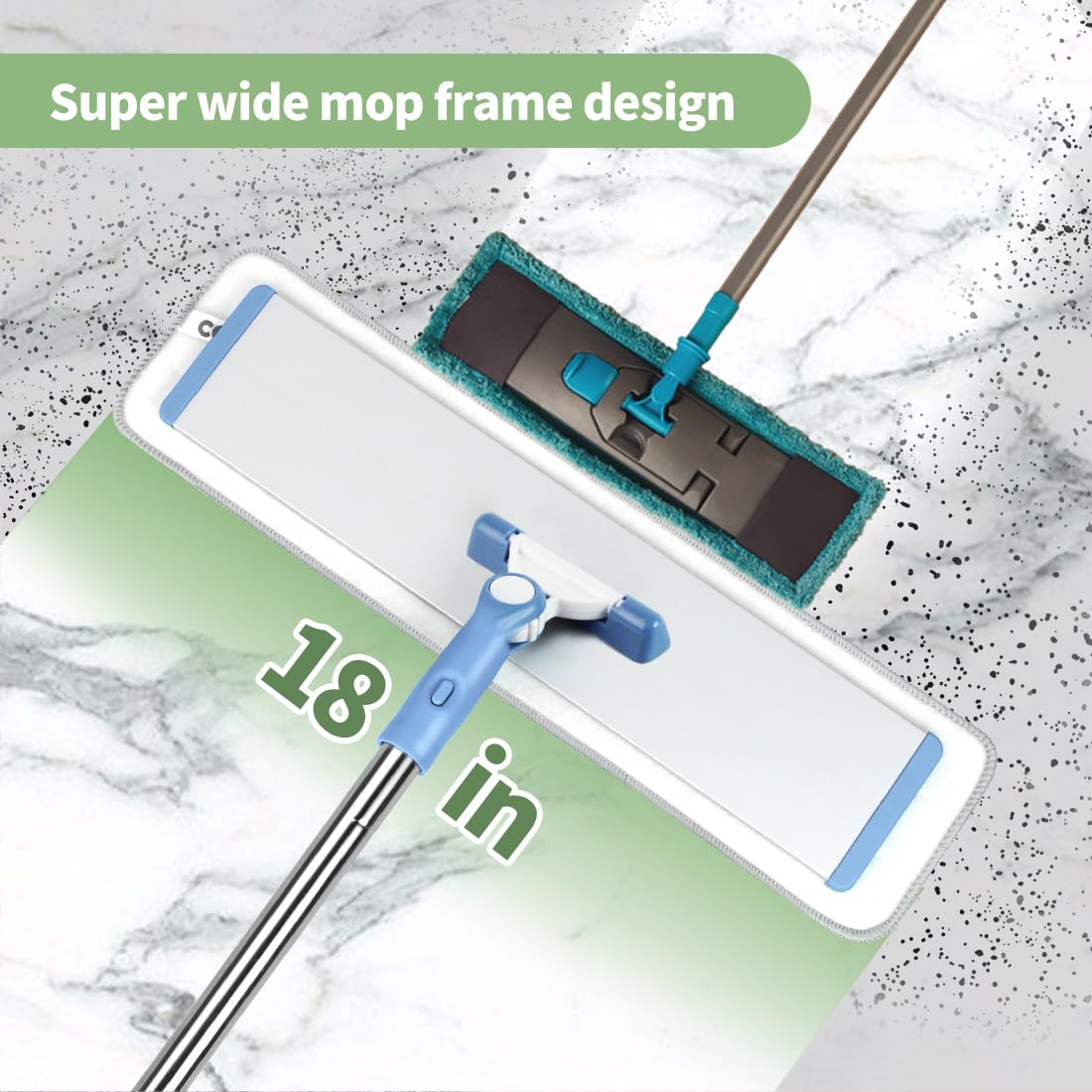 **CQT Commercial Flat Microfiber Floor Mop Cleaning System - 18