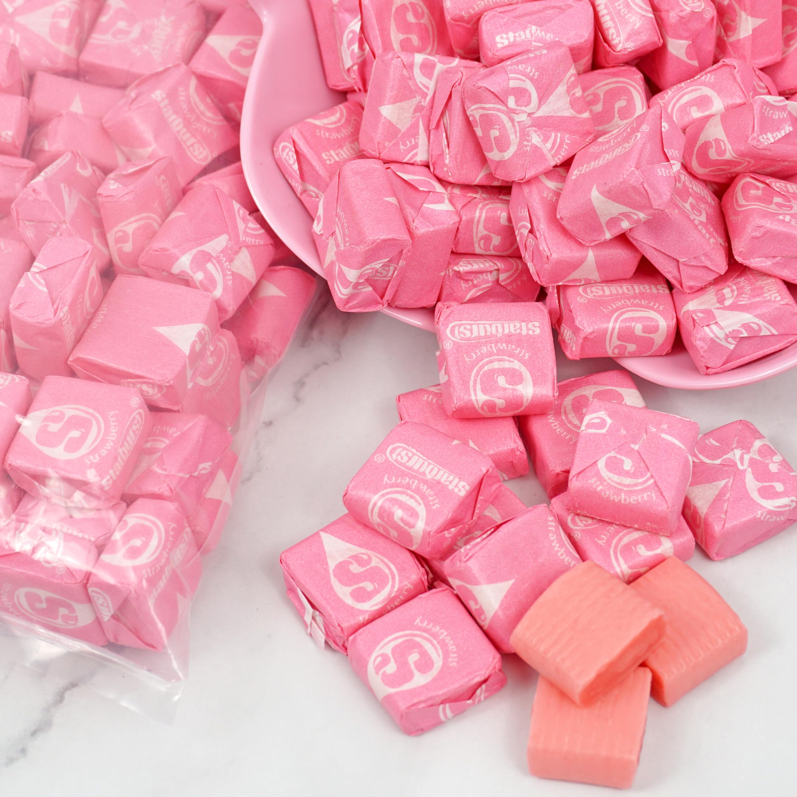 Starburst All Pink Candy - 1lb Bulk Bag (Approx. 90 Pieces) | Pink Starburst Chewy Fruit Candies for Candy Buffet, Party Favors, Birthday Celebrations & Office Treats
