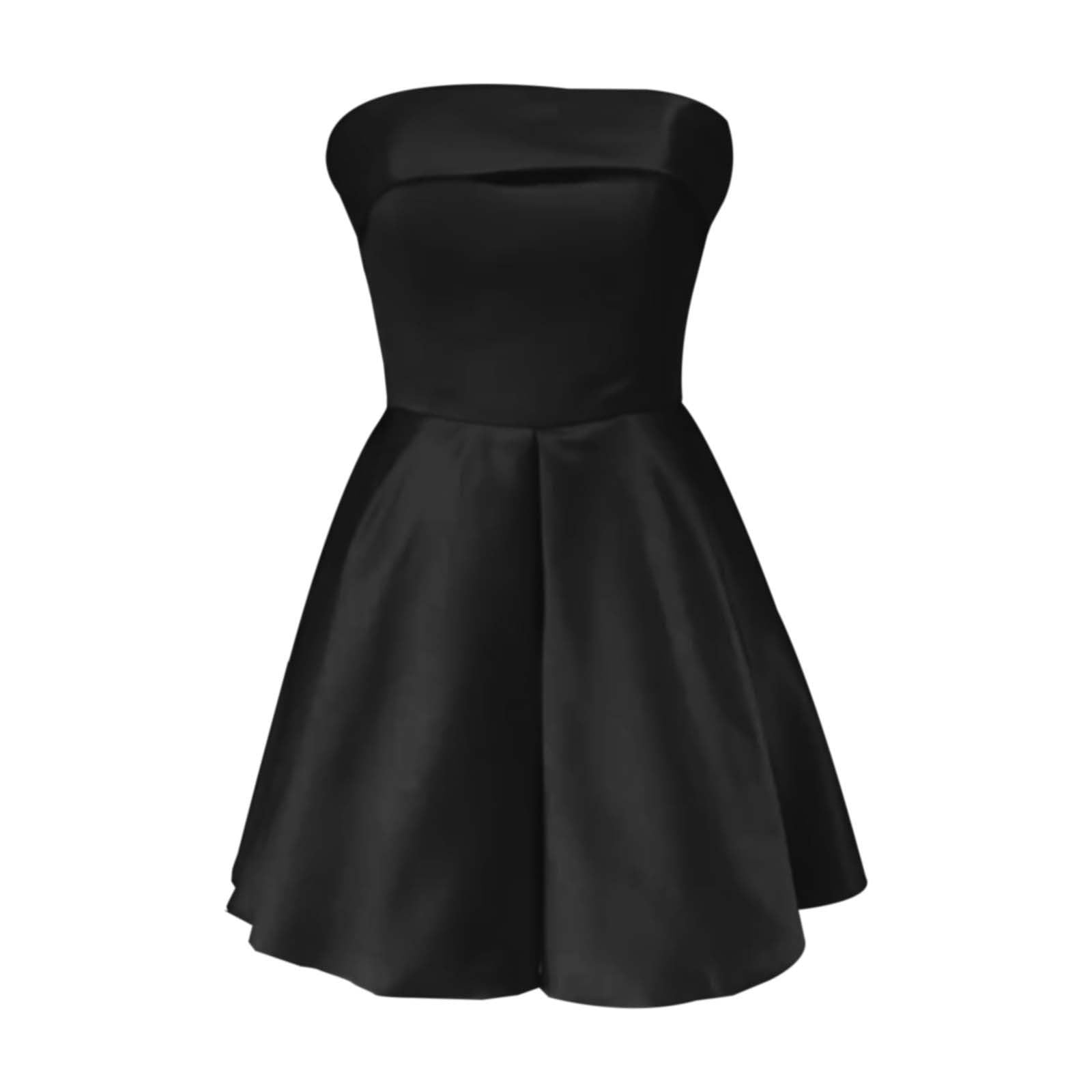 Elegant Strapless Mini Cocktail Dress for Women - A-Line Sexy Tube Dress with Pockets, Perfect for Summer Parties, Weddings & Formal Events