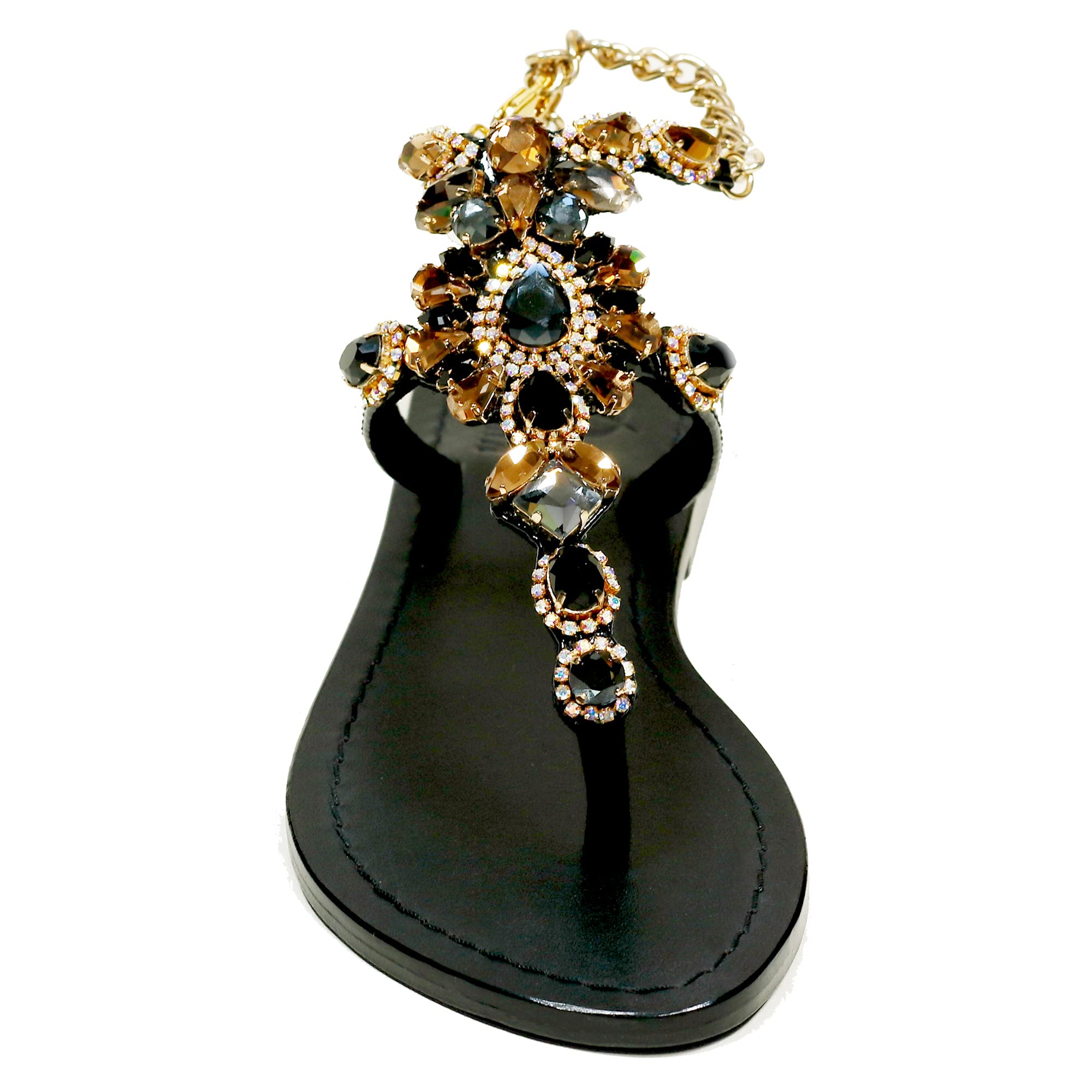 Sparkling Black Rhinestone Sandals for Women - Glamorous Summer Party Shoes with Bling | Perfect for Weddings, Beach Vacations & Night Out