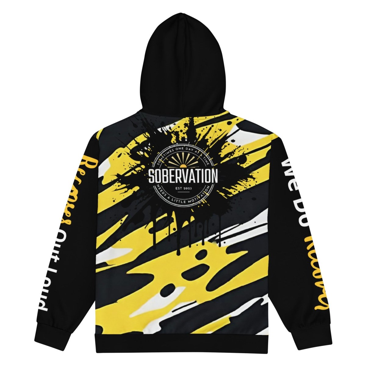 Recovery Champion Unisex Zip Hoodie with Yellow Accents | Comfortable Athletic Pullover for Workouts & Casual Wear