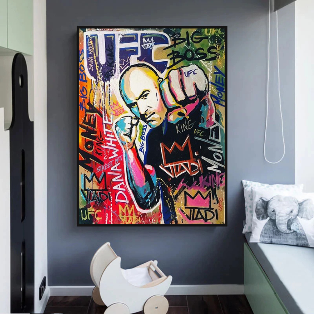 UFC Fighter Boxing Canvas Wall Art - Sports Decor for Man Cave, Gym, Office & Home