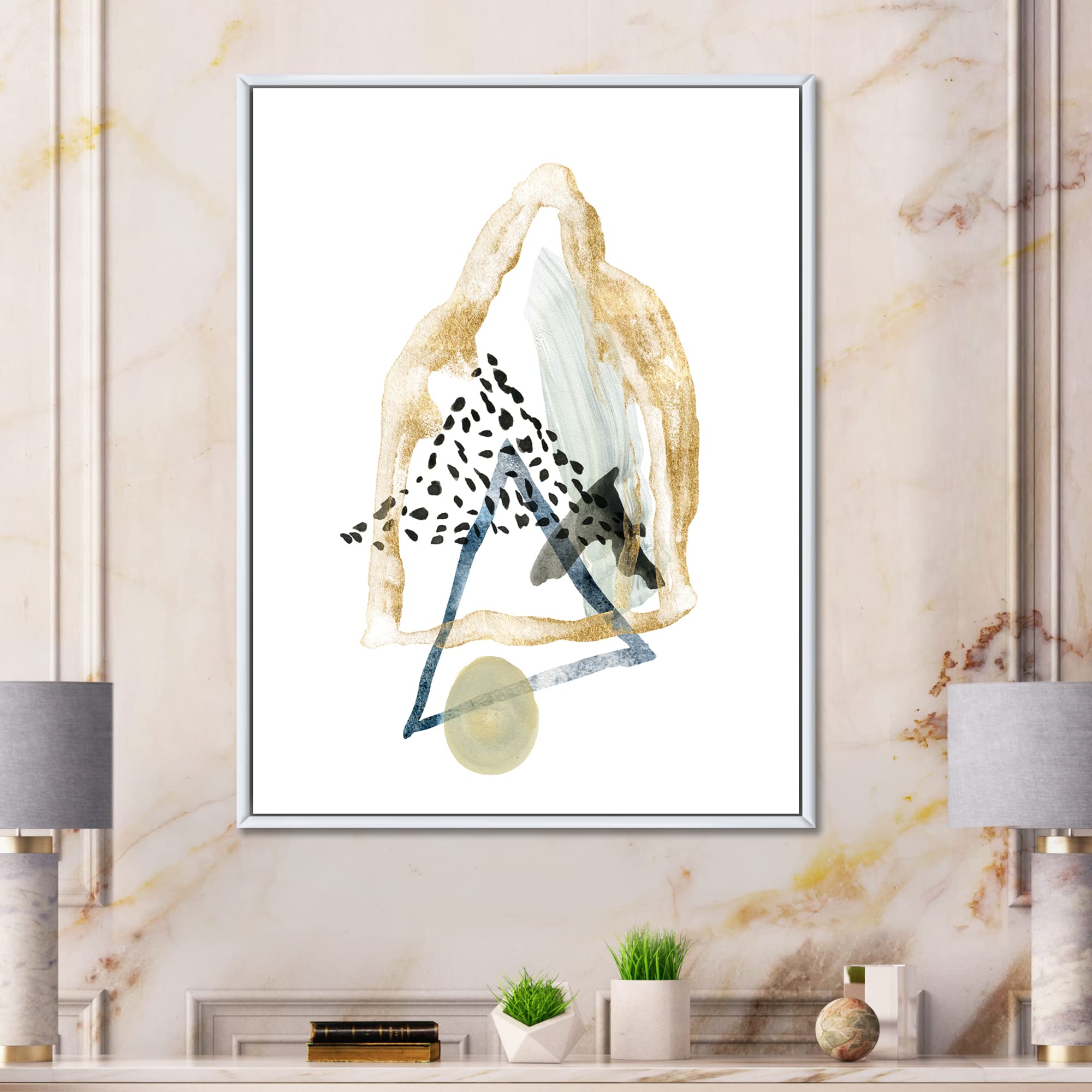 Minimalist Mountain Landscape with Moon Canvas Wall Art - Modern Framed Home Decor for Living Room, Bedroom & Office