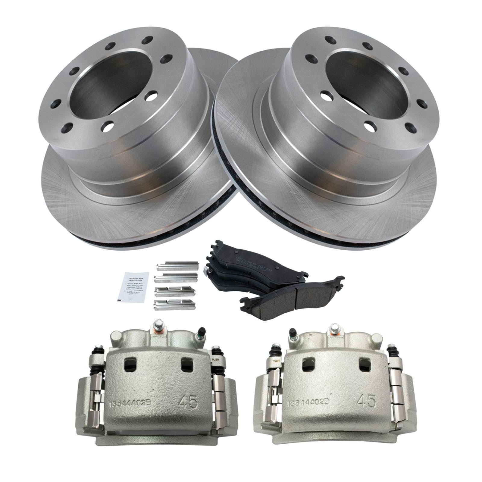 TRQ Premium Ceramic Brake Pads & Vented Rotors Kit - Compatible with 2006-2008 Dodge Ram 1500, 2003-2008 Ram 2500/3500 - Heavy Duty Braking for Towing & Off-Road Adventures