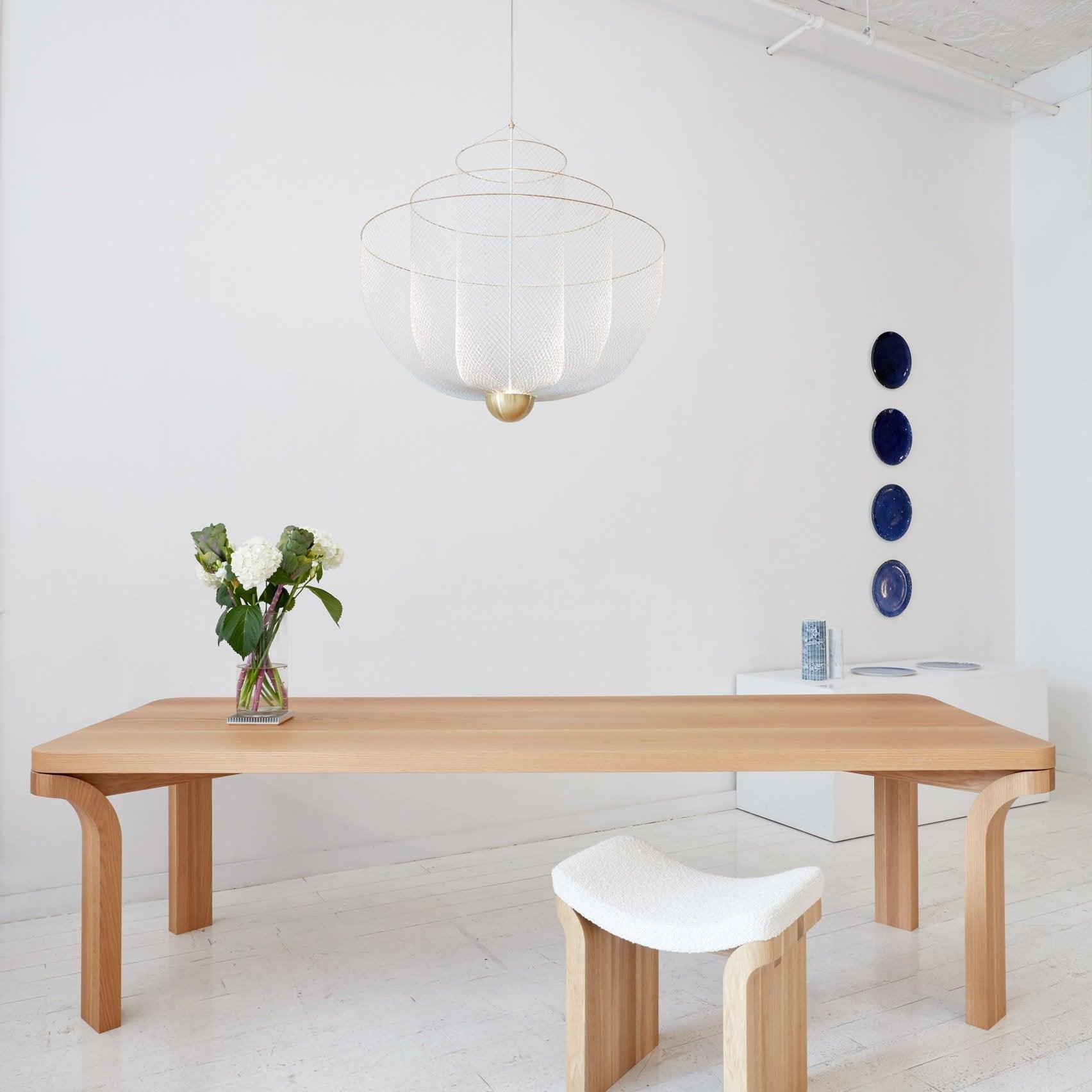 Meshmatics Modern Hanging Lamp - Adjustable LED Pendant Light for Living Room, Bedroom & Dining Room - Stylish Ceiling Fixture with Dimmable Warm White Light - Perfect for Home Decor & Ambient Lighting