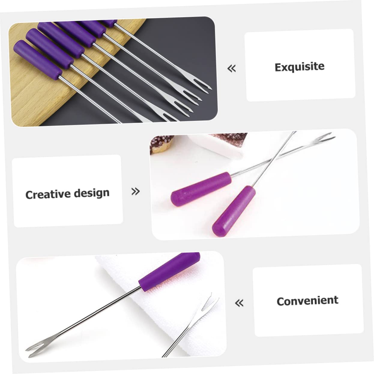 6-Piece Stainless Steel Cheese Forks Set - Heat-Resistant BBQ Forks for Melting Cheese & Fruits - Perfect for Parties, Picnics and Outdoor Grilling