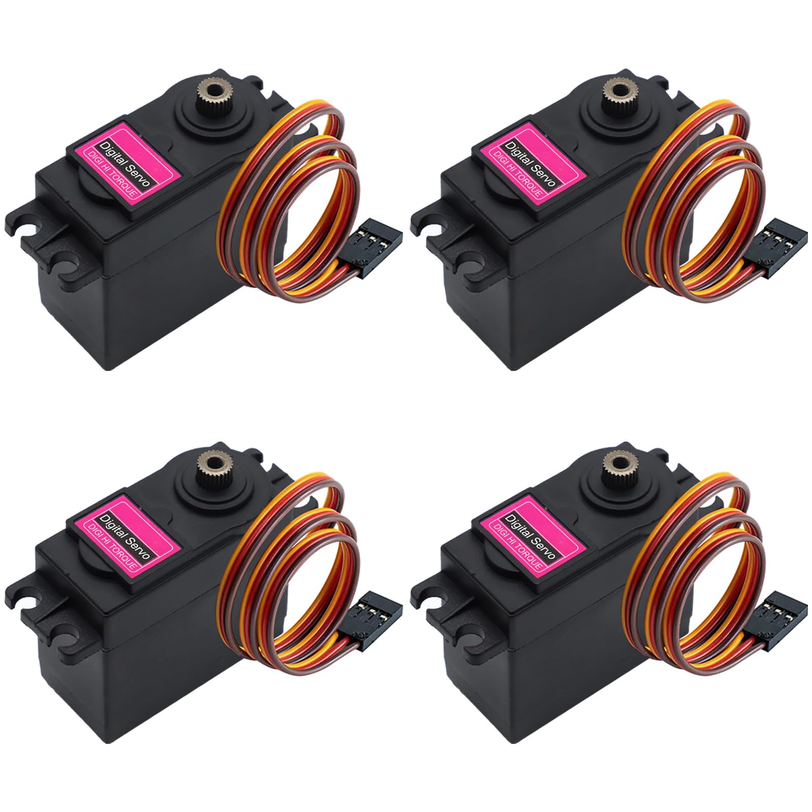 APKLVSR 4-Pack Digital Metal Gear Servo Motors - 13KG High Torque High Speed Servos for RC Airplane Helicopter, 180° Robot Arm, RC Car Boat - Perfect for DIY Robotics, RC Model Upgrades & STEM Projects