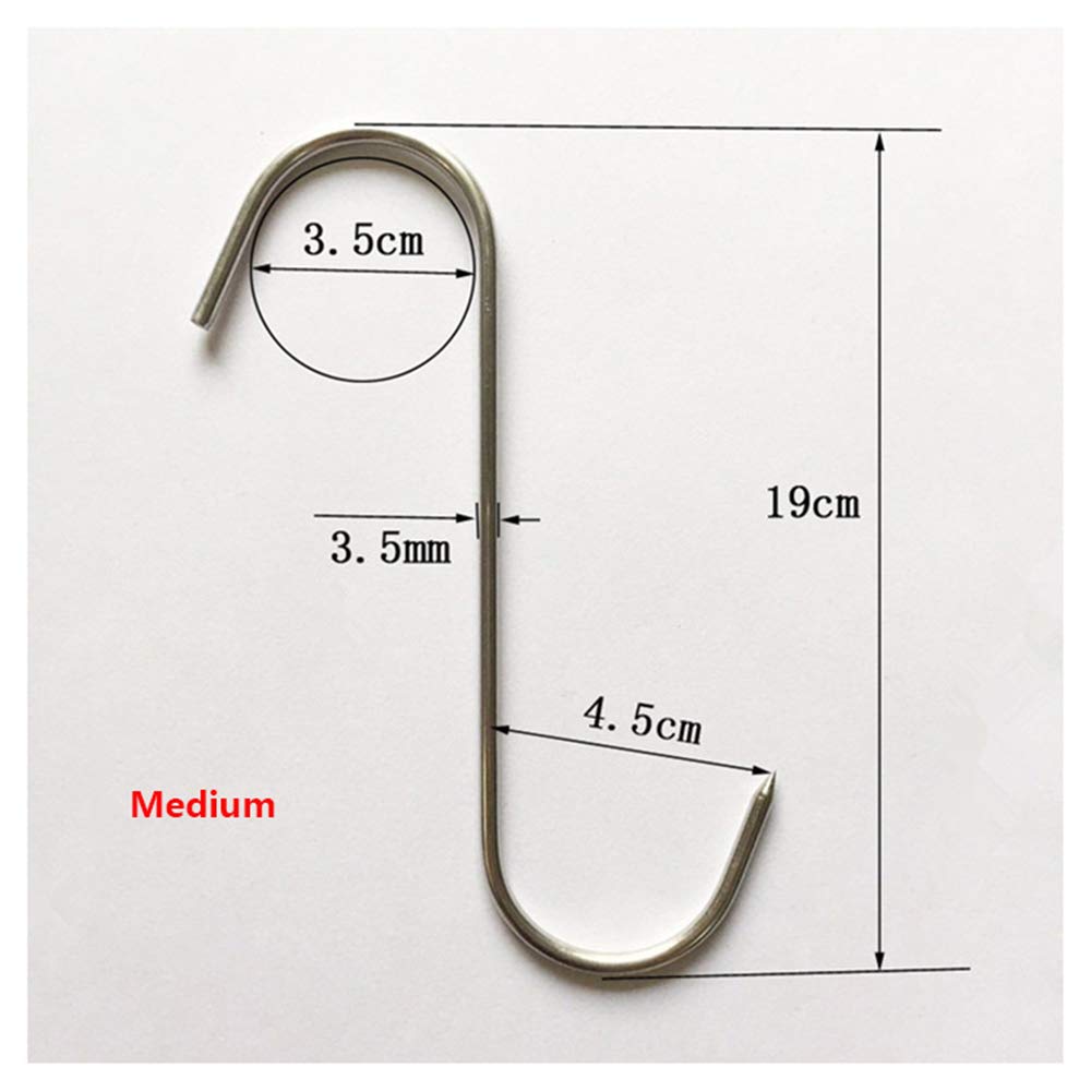Stainless Steel S Hooks for Roast Duck & Bacon - 19cm (10 Pack)
