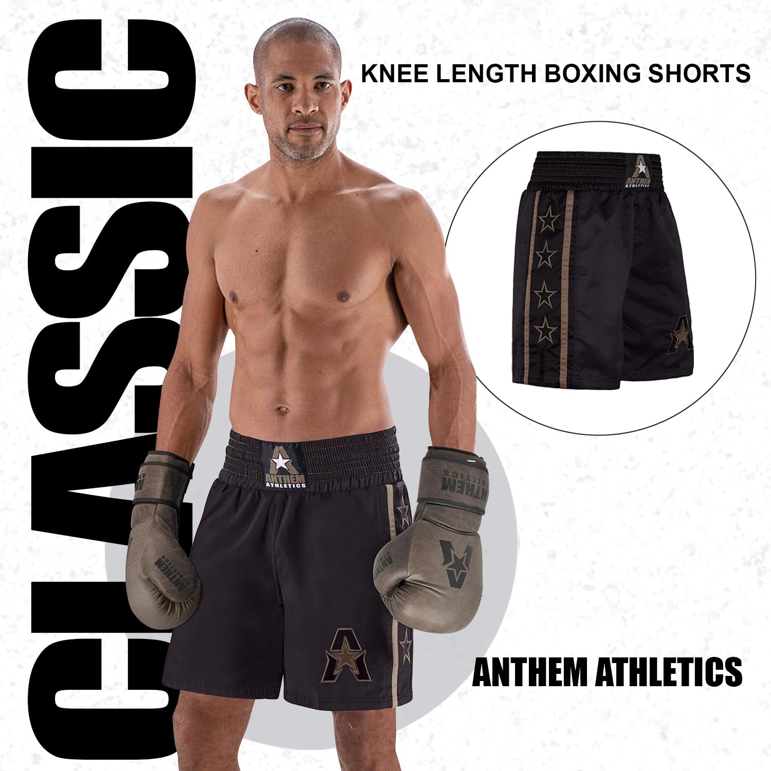 Anthem Athletics Classic Boxing Shorts for Men & Women - Breathable, Machine Washable Muay Thai & Boxing Trunks for Training, Sparring & Fitness Workouts