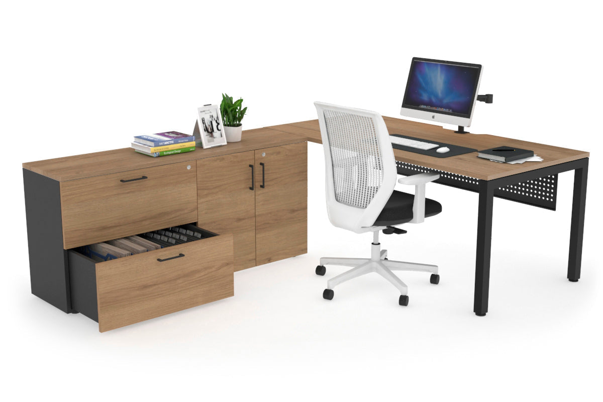 Quadro Square Executive Black Frame Office Chair - 1600L x 800W with Cable Scallop - Premium Ergonomic Desk Chair for Home & Office Workspace