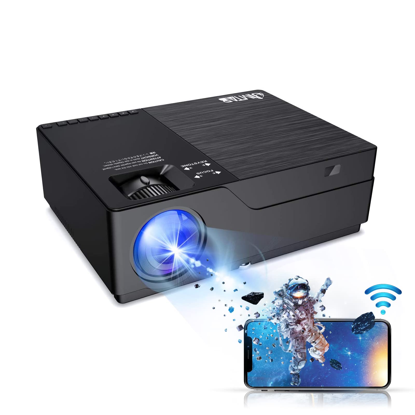 JIMTAB M18 PRO Native 1080P WiFi HD Projector - AV/VGA/USB/HDMI Inputs, Compatible with Xbox, PS5, Laptop, iPhone & Android - Perfect for Home Theater, Classroom Presentations & Outdoor Movie Nights (Metallic Black)