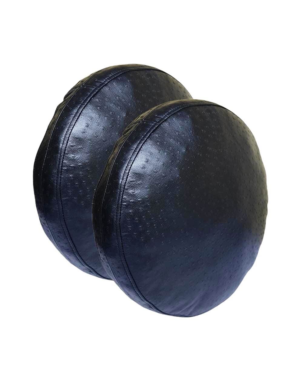Premium Lambskin Round Leather Pillow Cover - 18 Inch Decorative Sofa Cushion Case - Luxury Circular Throw Covers for Living Room & Bedroom (Black, Pack of 2) - Perfect for Modern Home Decor, Cozy Reading Nooks & Stylish Accent Pillows